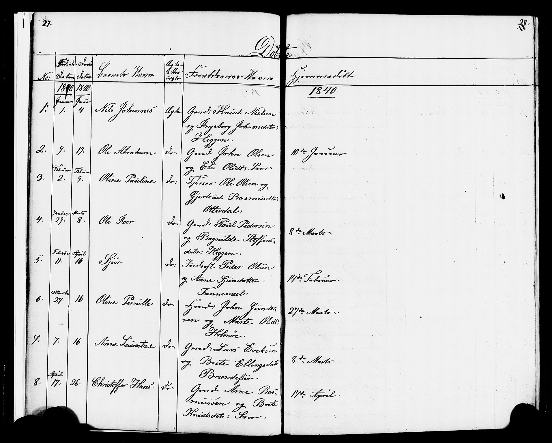 Hornindal sokneprestembete, AV/SAB-A-82401/H/Haa/Haaa/L0001: Parish register (official) no. A 1, 1837-1866, p. 26-27