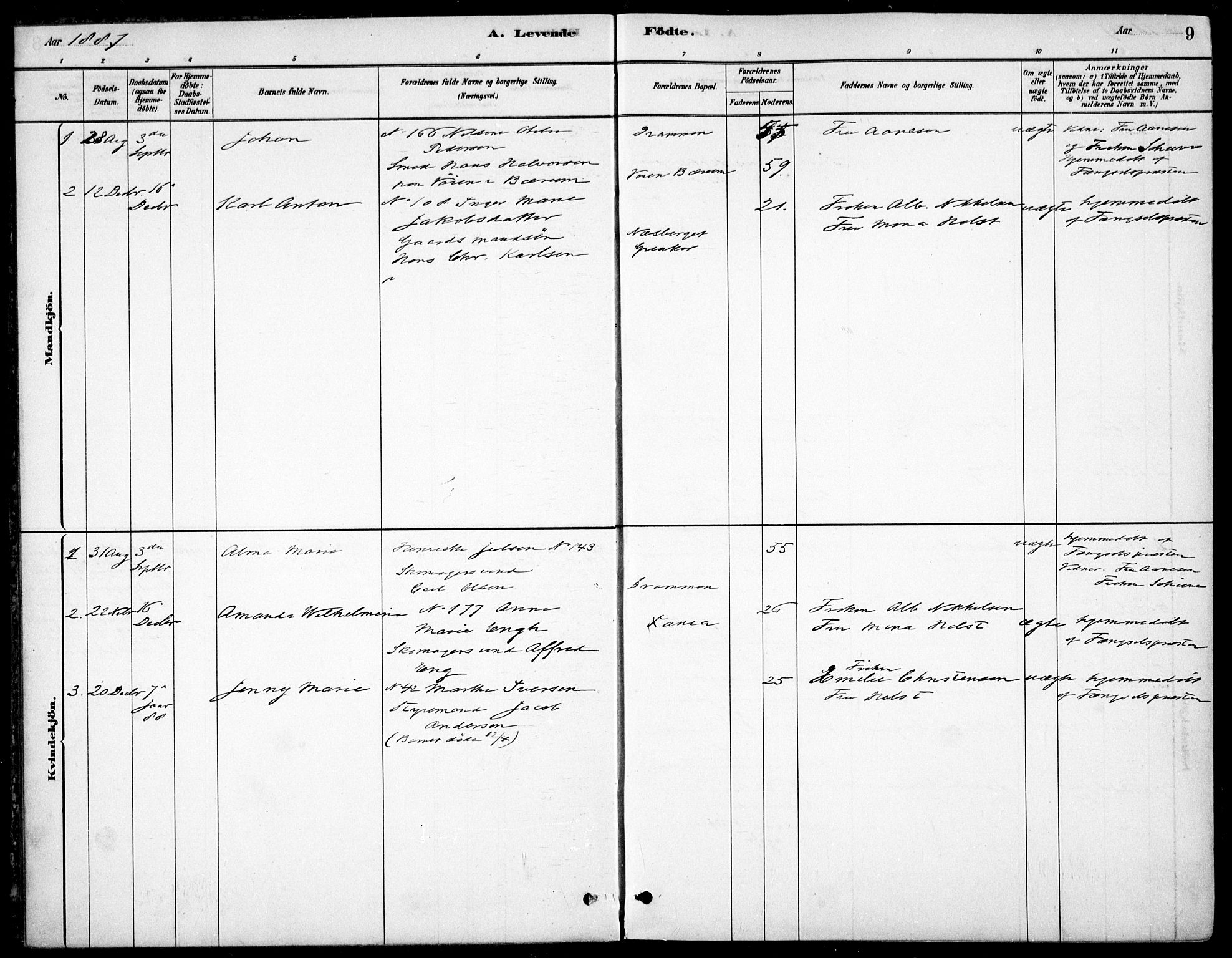 Kristiania tukthusprest Kirkebøker, AV/SAO-A-10881/F/Fa/L0005: Parish register (official) no. 5, 1879-1936, p. 9