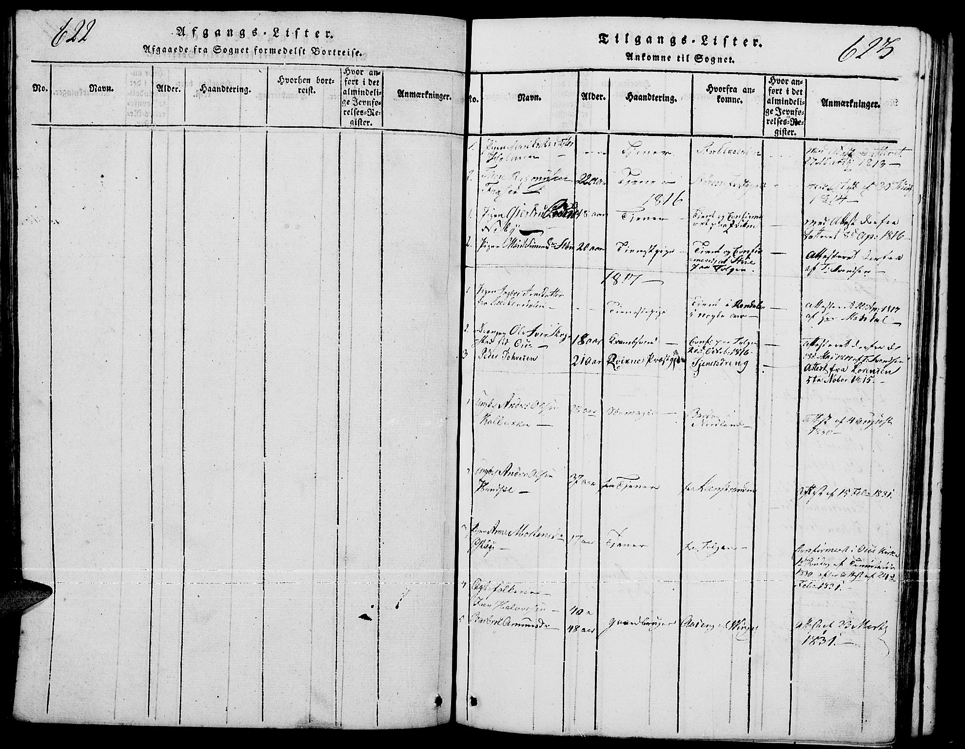 Tynset prestekontor, SAH/PREST-058/H/Ha/Hab/L0001: Parish register (copy) no. 1, 1814-1859, p. 622-623