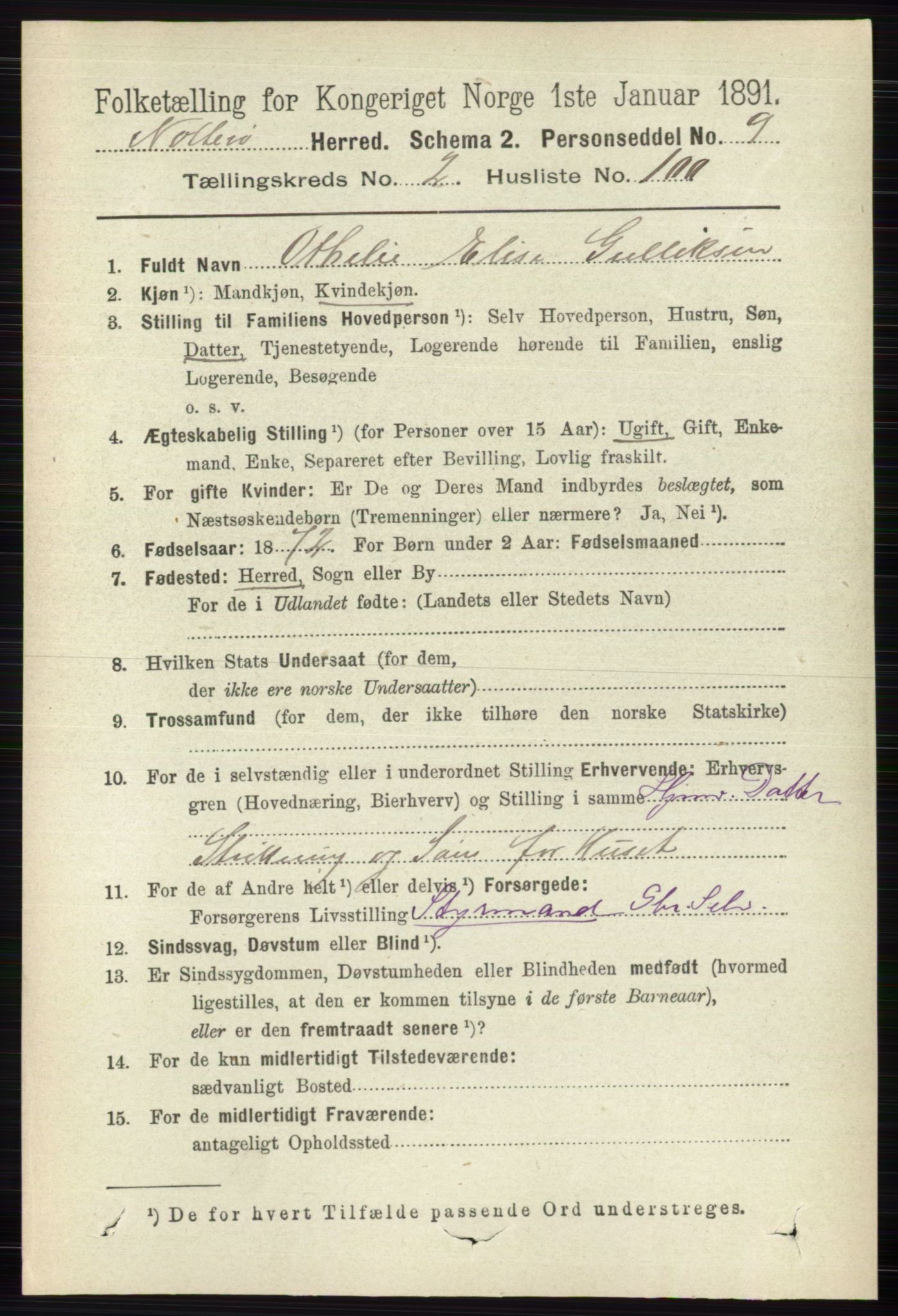 RA, 1891 census for 0722 Nøtterøy, 1891, p. 1475