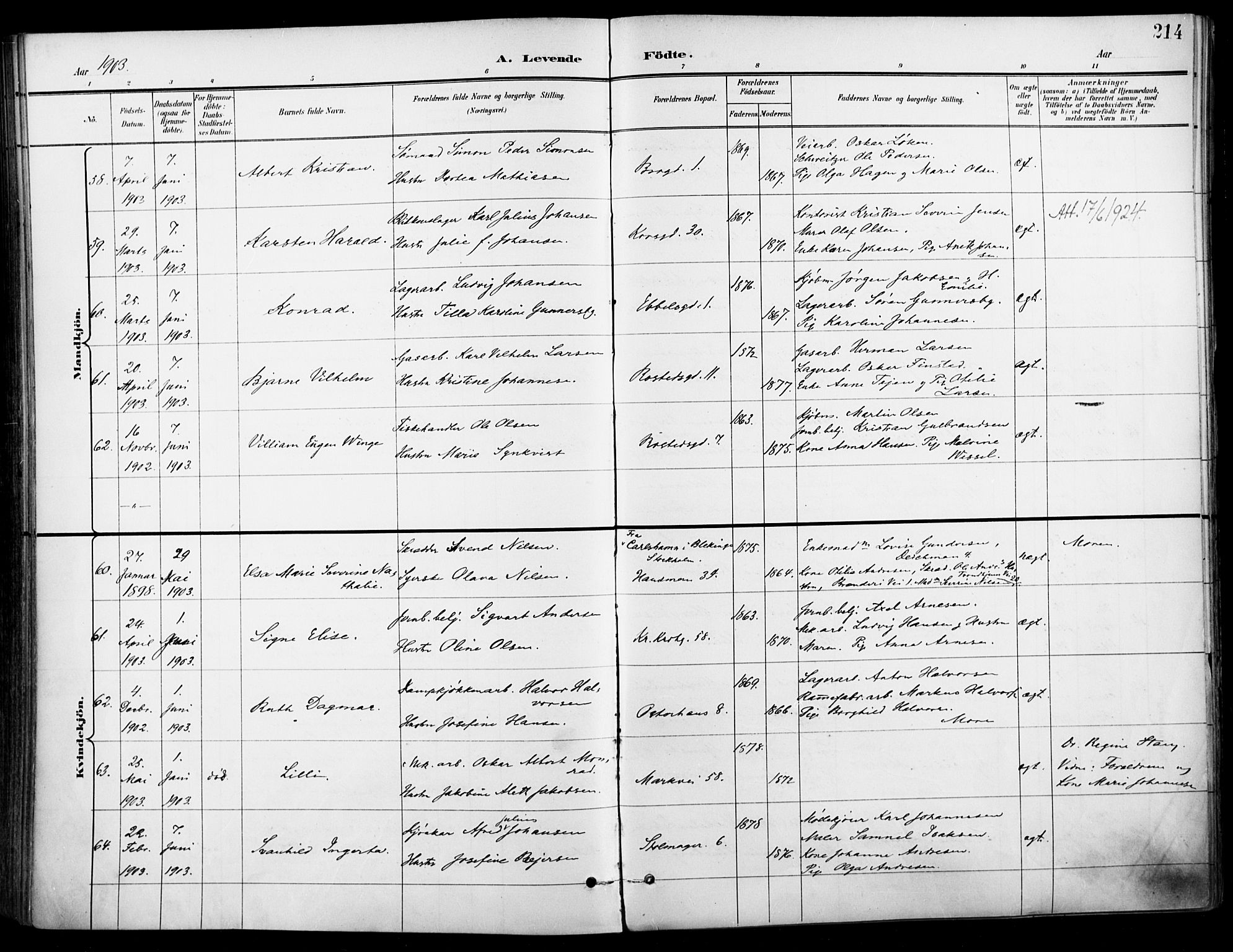 Jakob prestekontor Kirkebøker, SAO/A-10850/F/Fa/L0005: Parish register (official) no. 5, 1896-1903, p. 214