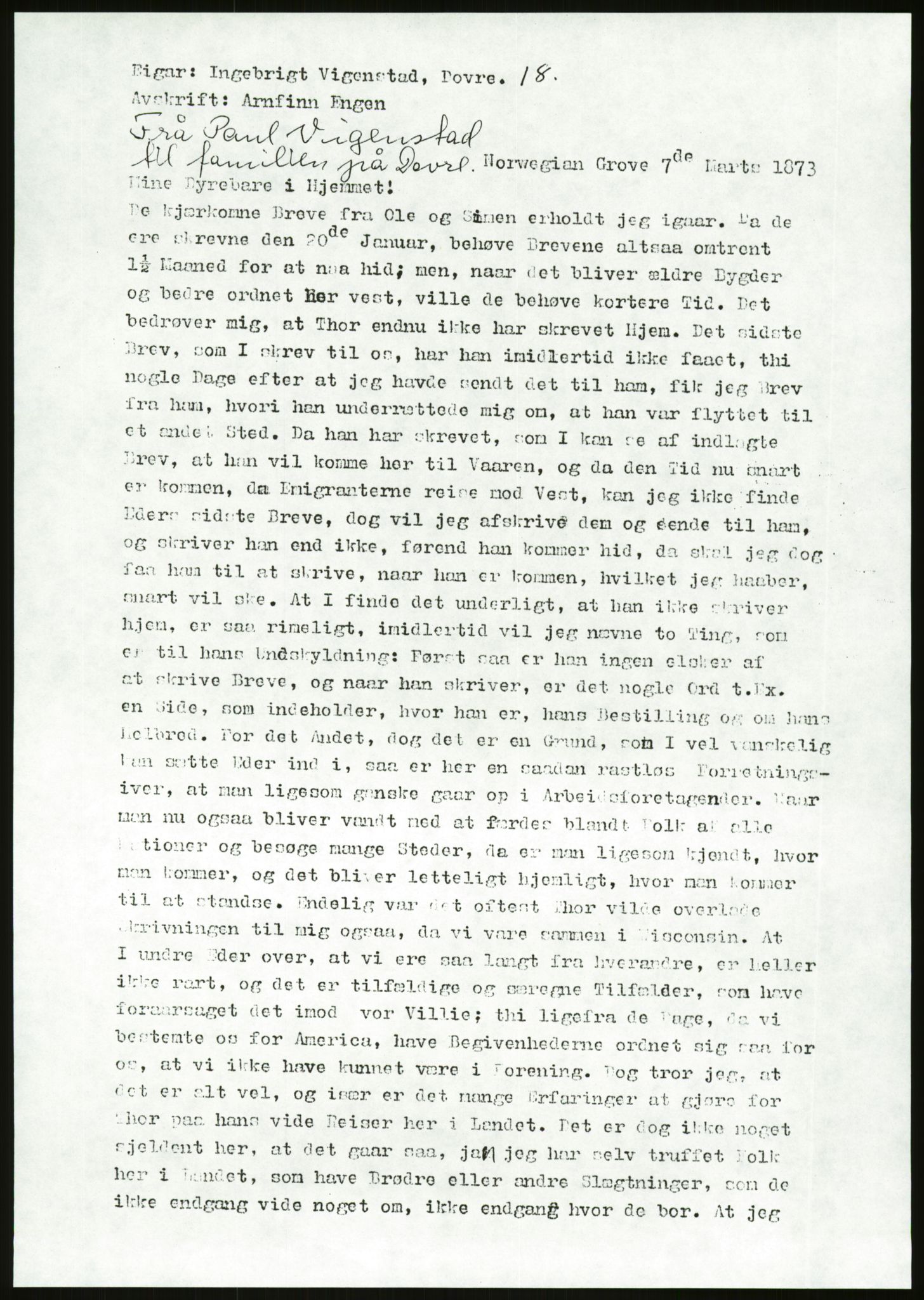 Samlinger til kildeutgivelse, Amerikabrevene, AV/RA-EA-4057/F/L0011: Innlån fra Oppland: Bræin - Knudsen, 1838-1914, p. 385