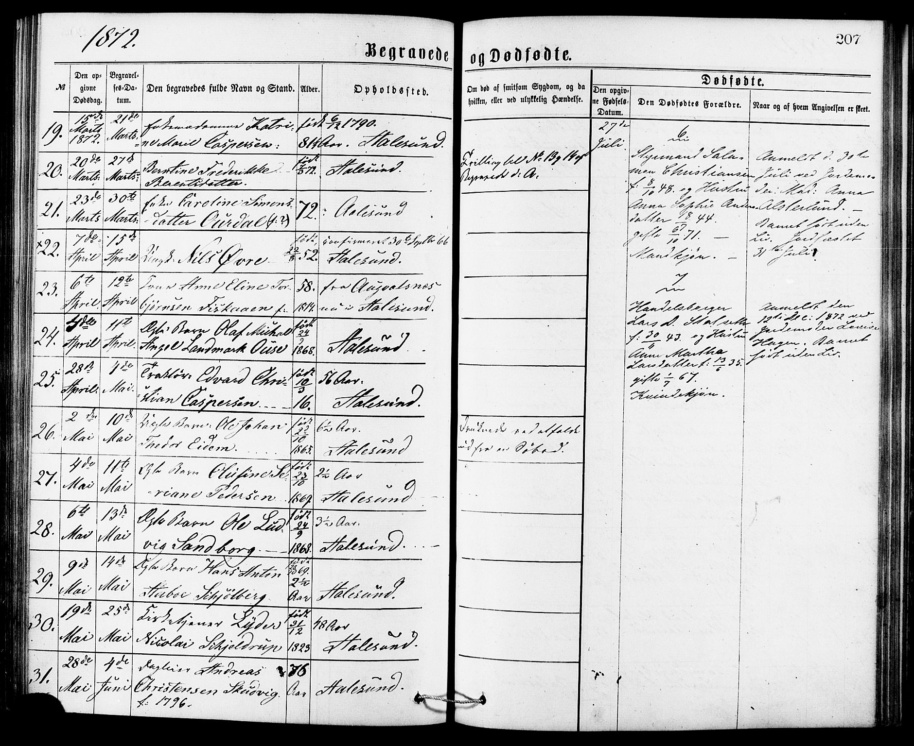 Ministerialprotokoller, klokkerbøker og fødselsregistre - Møre og Romsdal, AV/SAT-A-1454/529/L0453: Parish register (official) no. 529A03, 1872-1877, p. 207