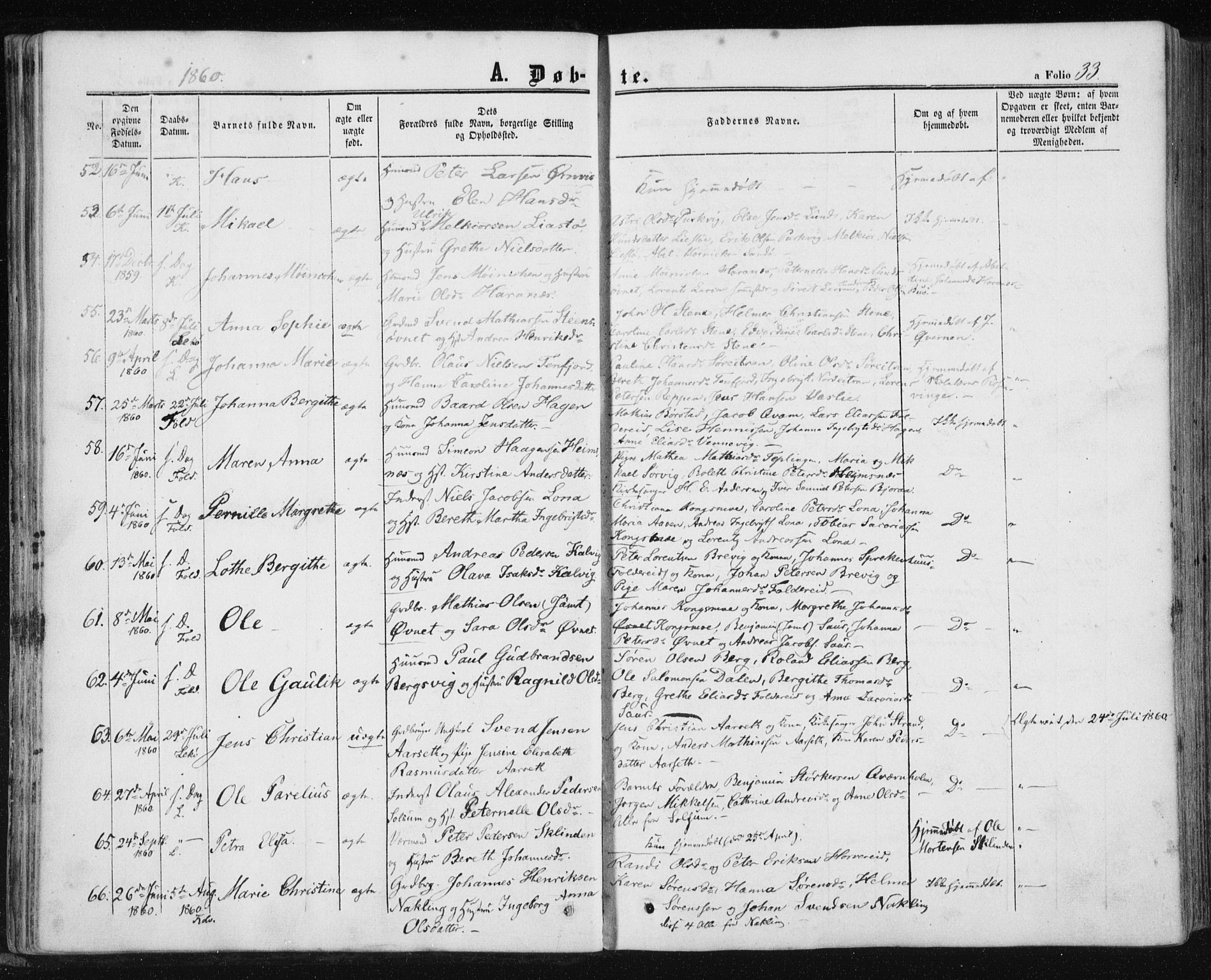 Ministerialprotokoller, klokkerbøker og fødselsregistre - Nord-Trøndelag, AV/SAT-A-1458/780/L0641: Parish register (official) no. 780A06, 1857-1874, p. 33