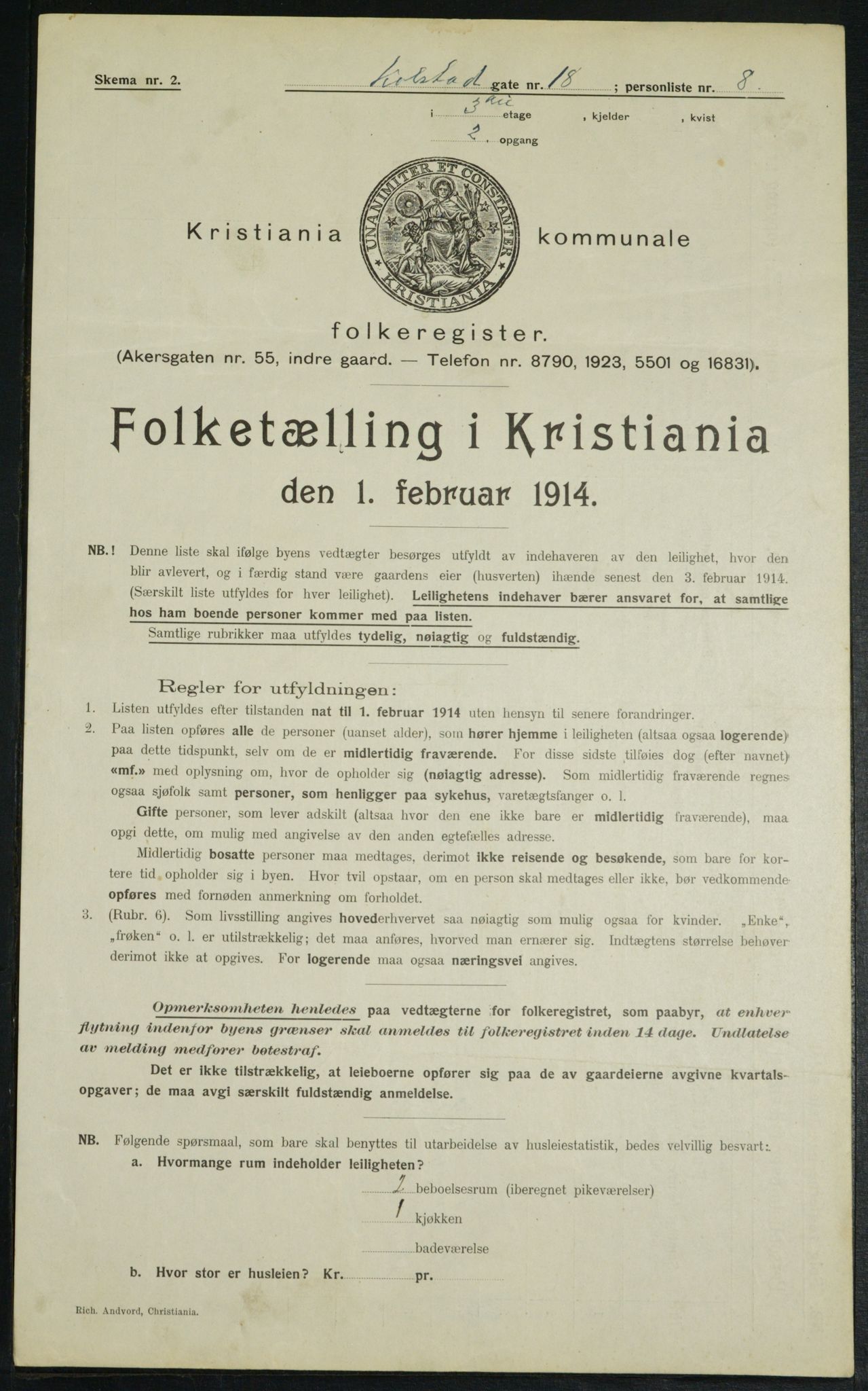 OBA, Municipal Census 1914 for Kristiania, 1914, p. 52375