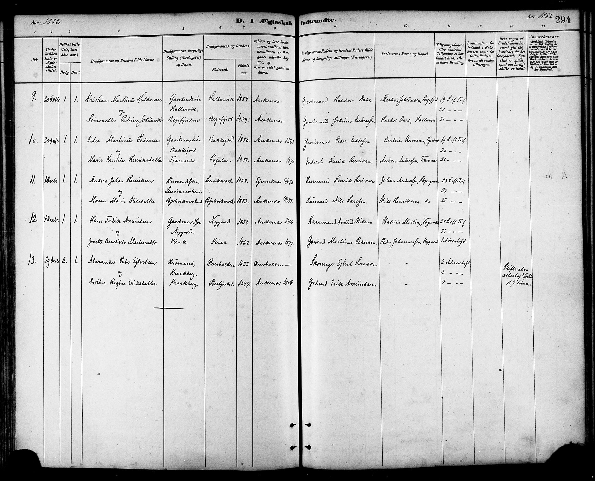 Ministerialprotokoller, klokkerbøker og fødselsregistre - Nordland, AV/SAT-A-1459/866/L0938: Parish register (official) no. 866A01, 1879-1893, p. 294