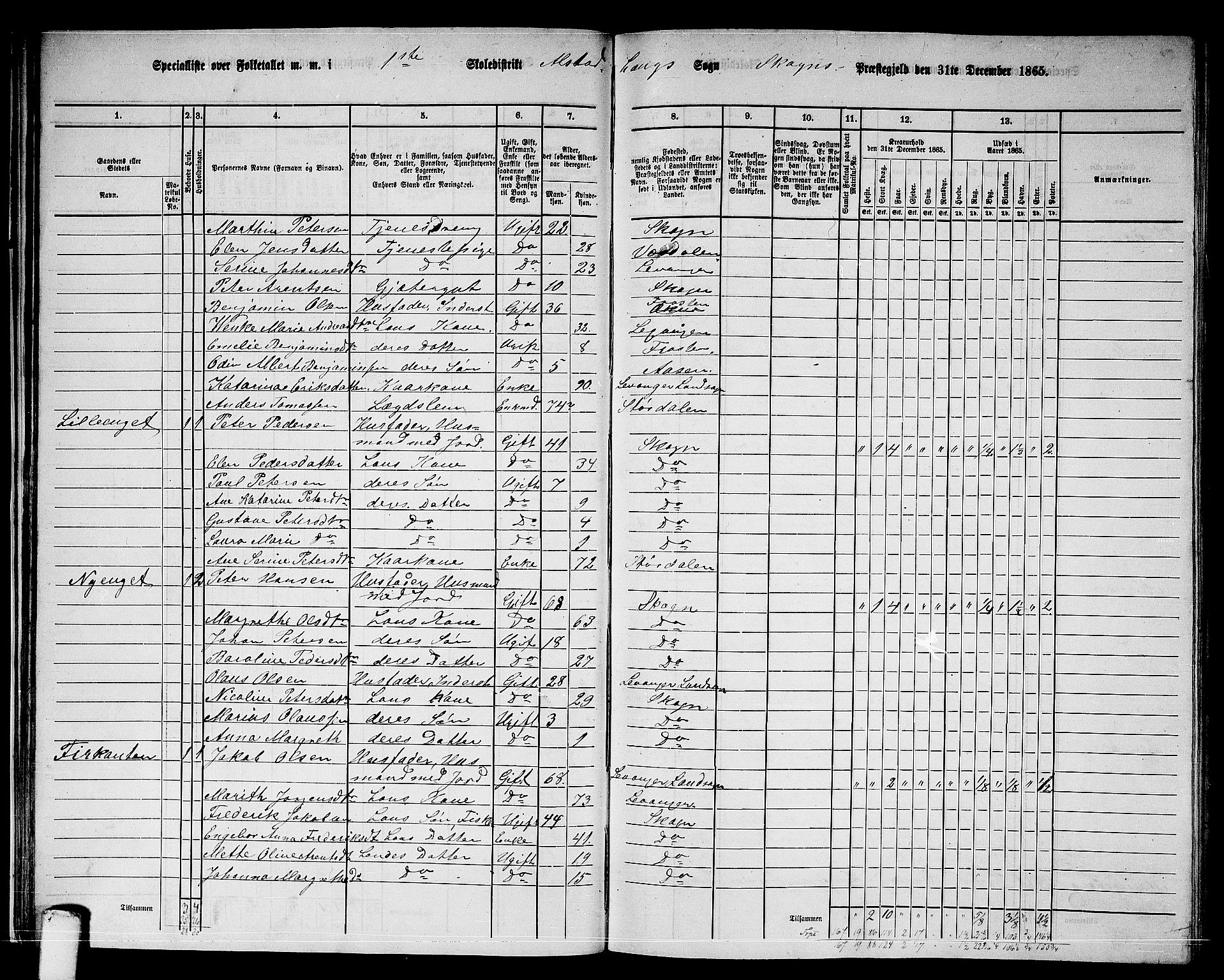 RA, 1865 census for Skogn, 1865, p. 34