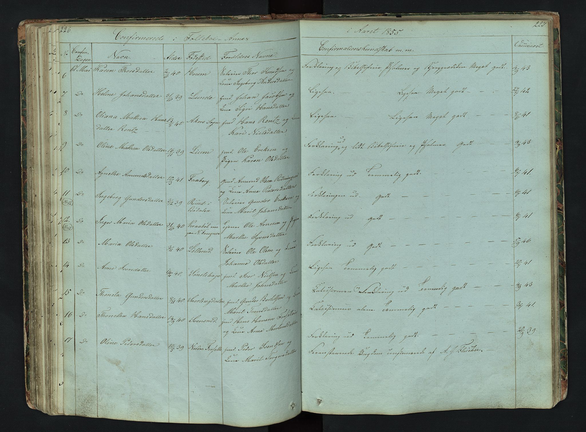 Gausdal prestekontor, SAH/PREST-090/H/Ha/Hab/L0006: Parish register (copy) no. 6, 1846-1893, p. 226-227