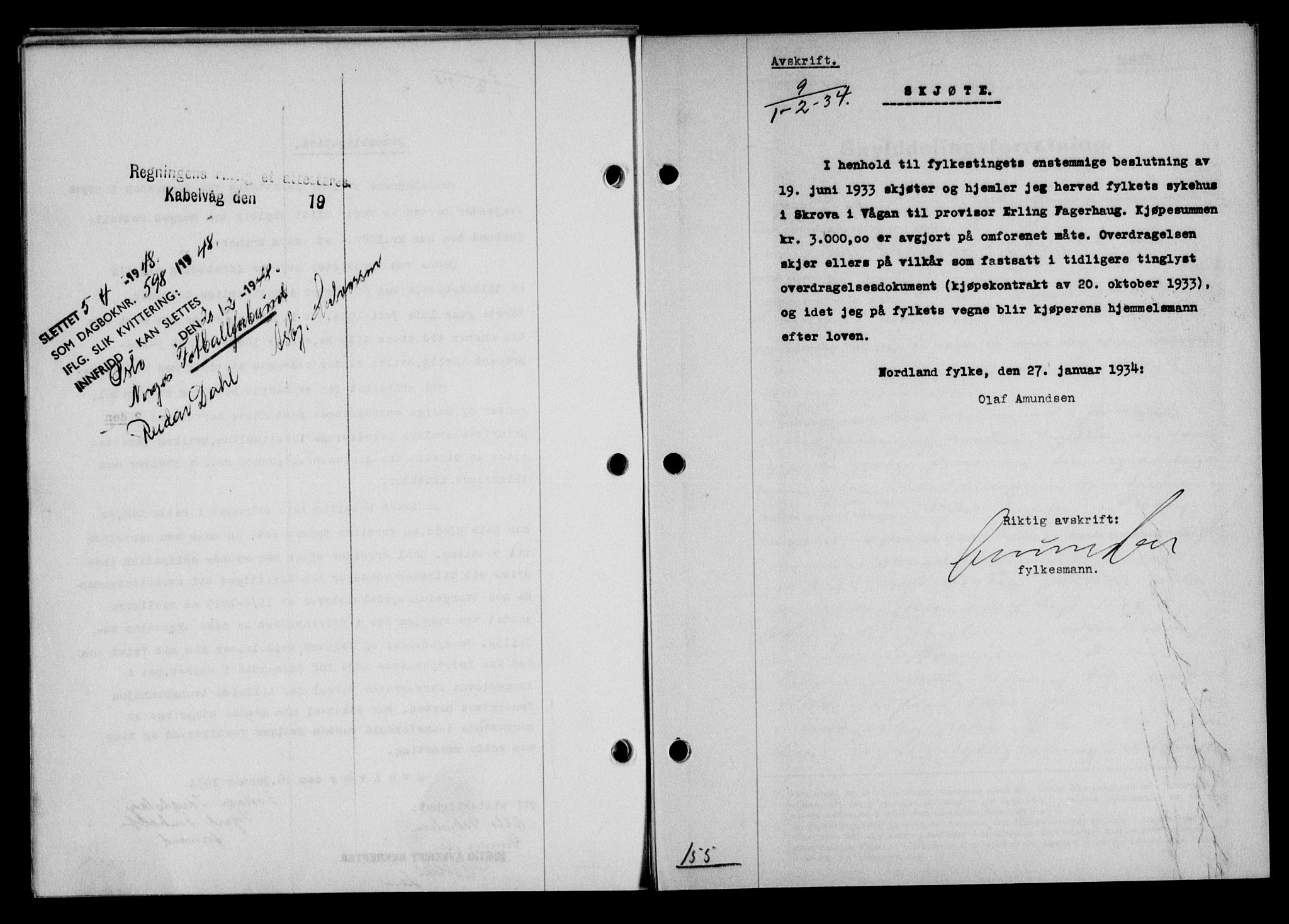 Lofoten sorenskriveri, SAT/A-0017/1/2/2C/L0029b: Mortgage book no. 29b, 1934-1934, Deed date: 01.02.1934