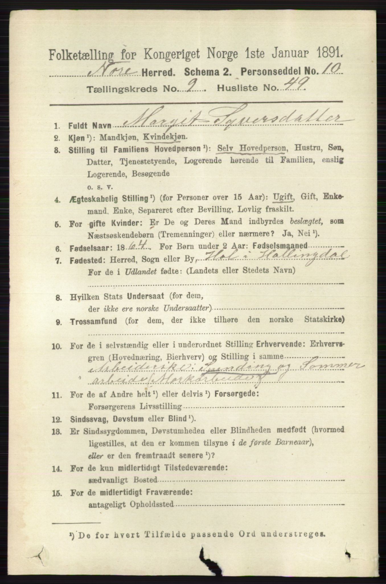 RA, 1891 census for 0633 Nore, 1891, p. 3511