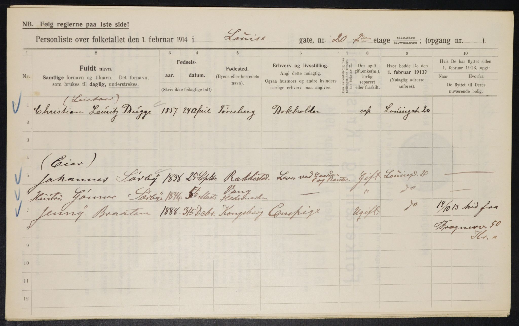 OBA, Municipal Census 1914 for Kristiania, 1914, p. 58336