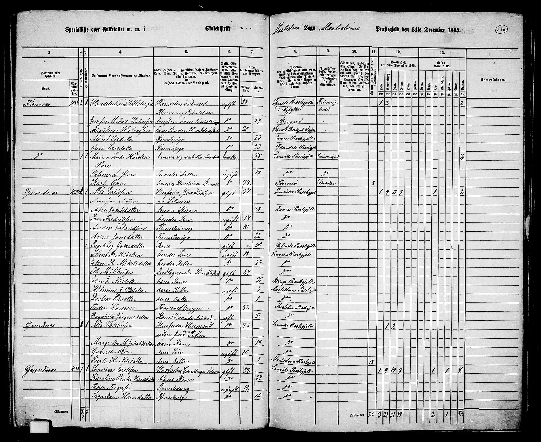 RA, 1865 census for Målselv, 1865, p. 19