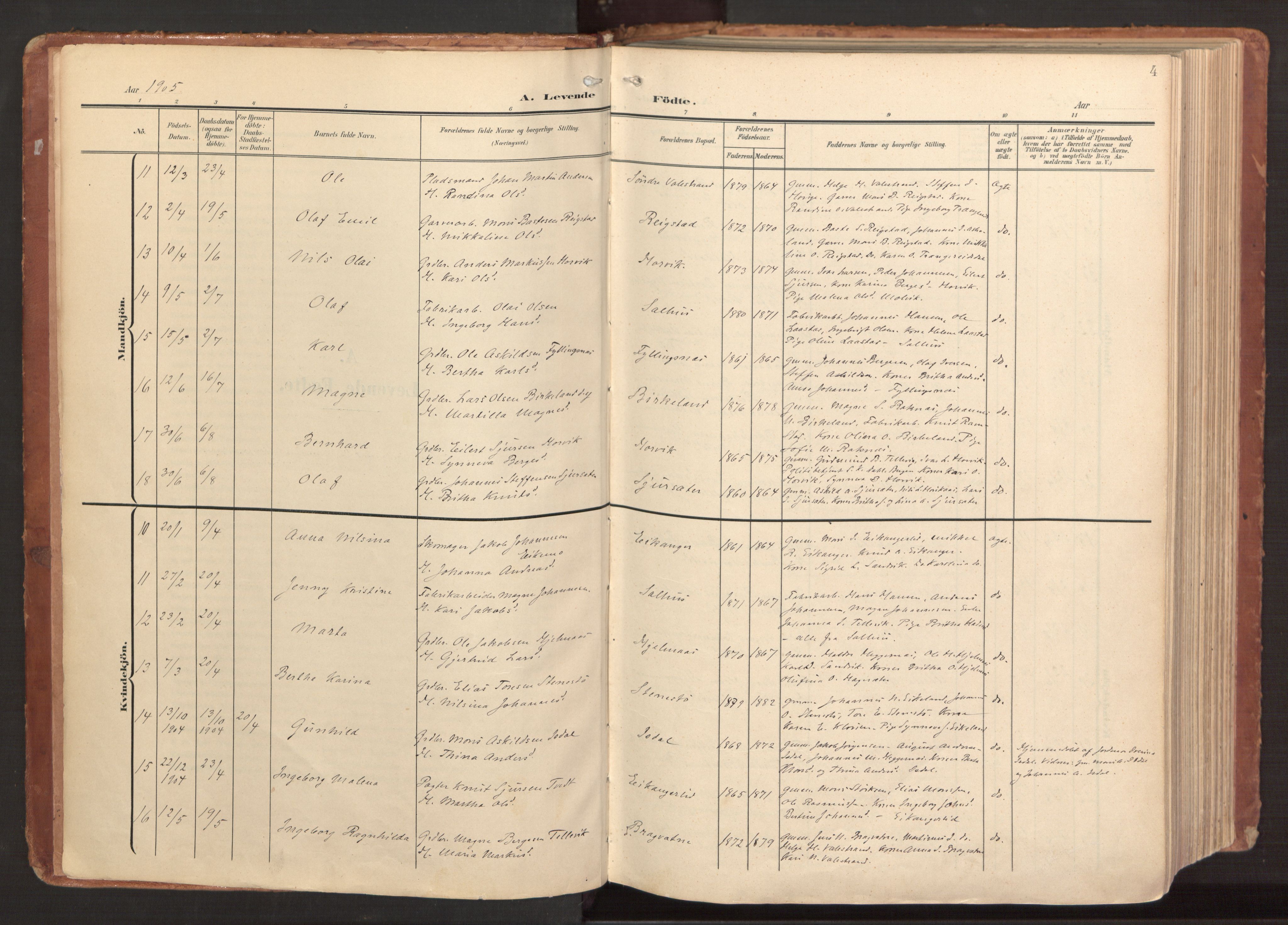 Hamre sokneprestembete, AV/SAB-A-75501/H/Ha/Haa/Haab/L0002: Parish register (official) no. B 2, 1905-1924, p. 4