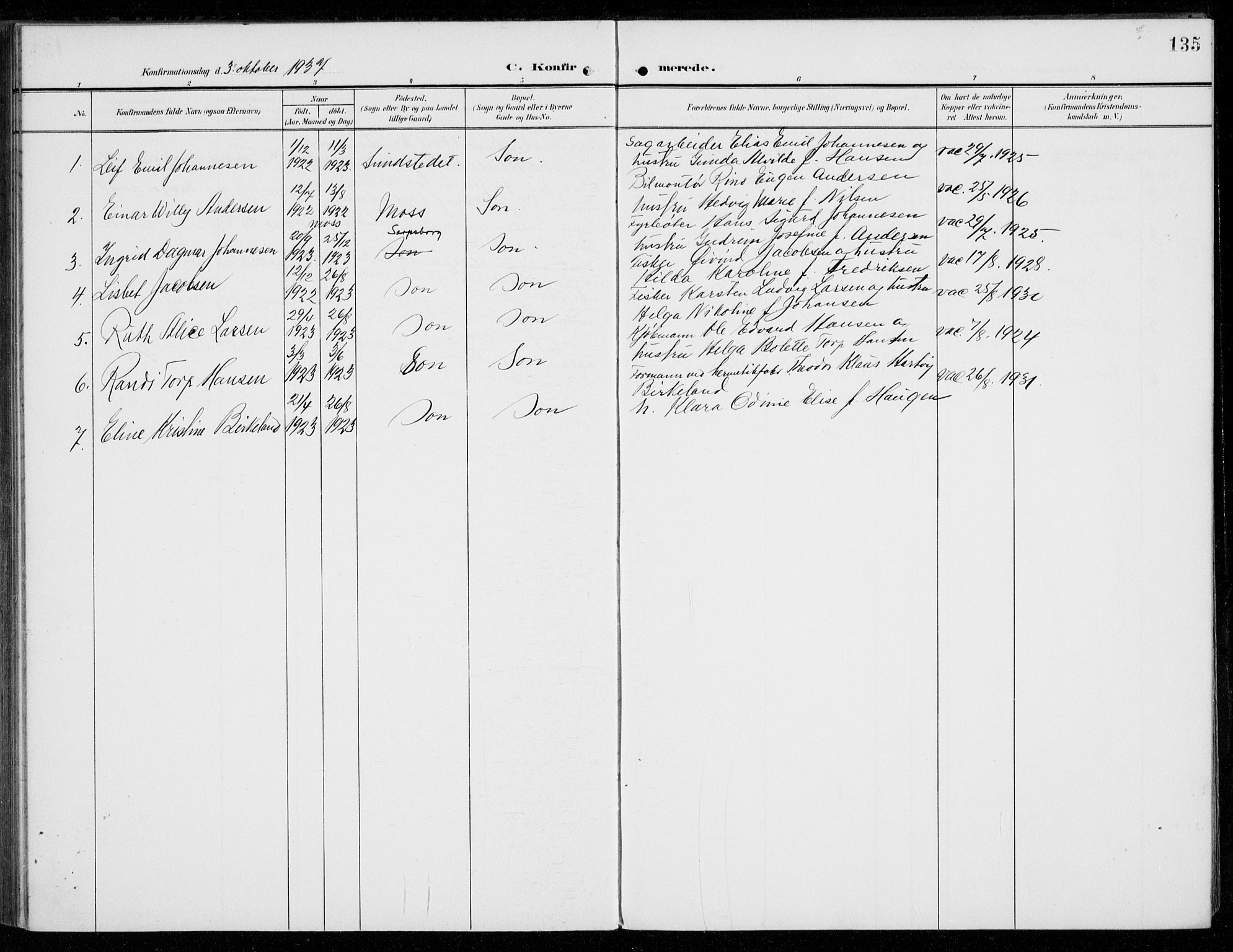 Vestby prestekontor Kirkebøker, SAO/A-10893/F/Fc/L0002: Parish register (official) no. III 2, 1906-1940, p. 135