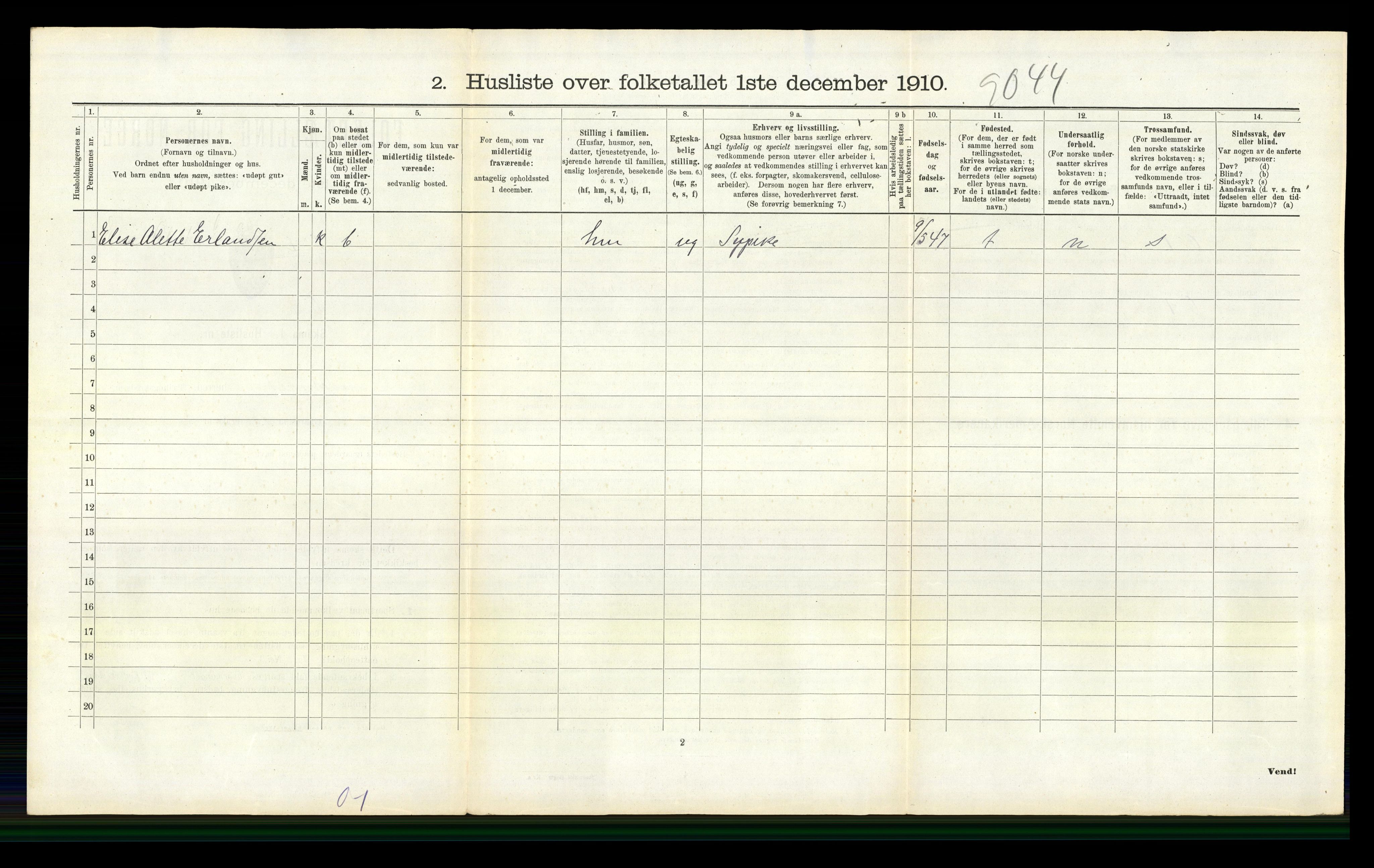 RA, 1910 census for Sandeherred, 1910, p. 2554