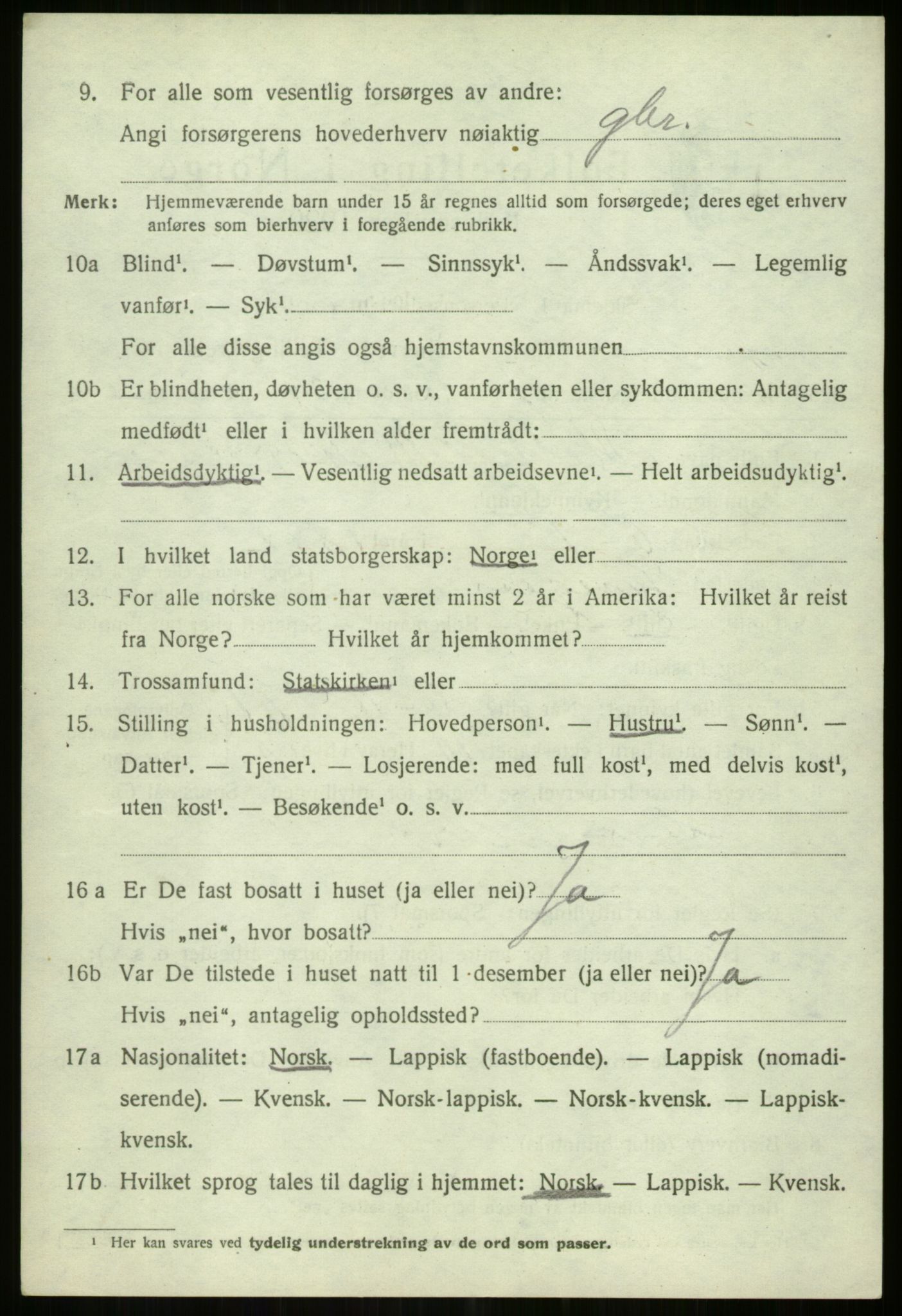 SATØ, 1920 census for Lyngen, 1920, p. 6661