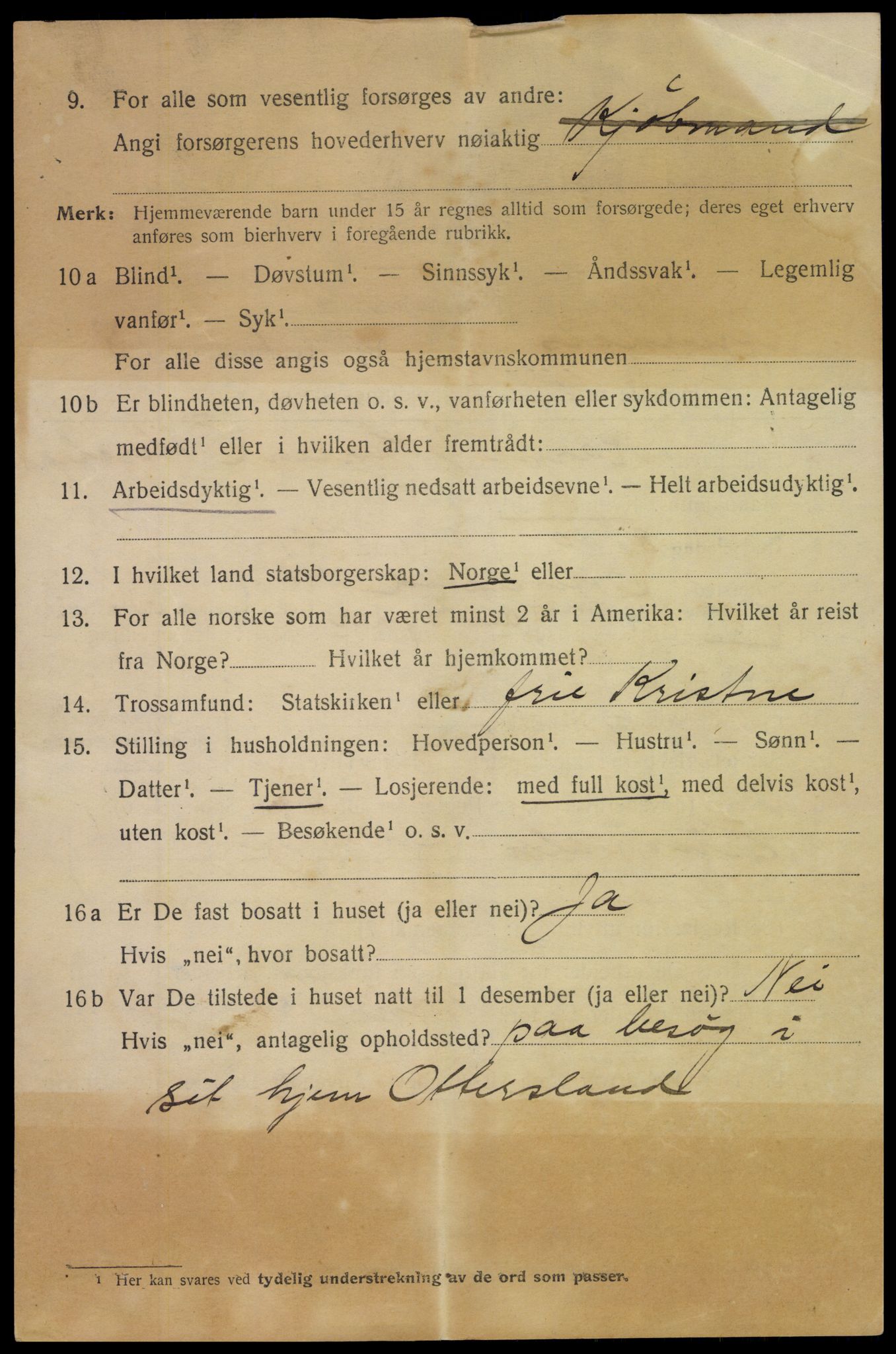 SAK, 1920 census for Arendal, 1920, p. 16095