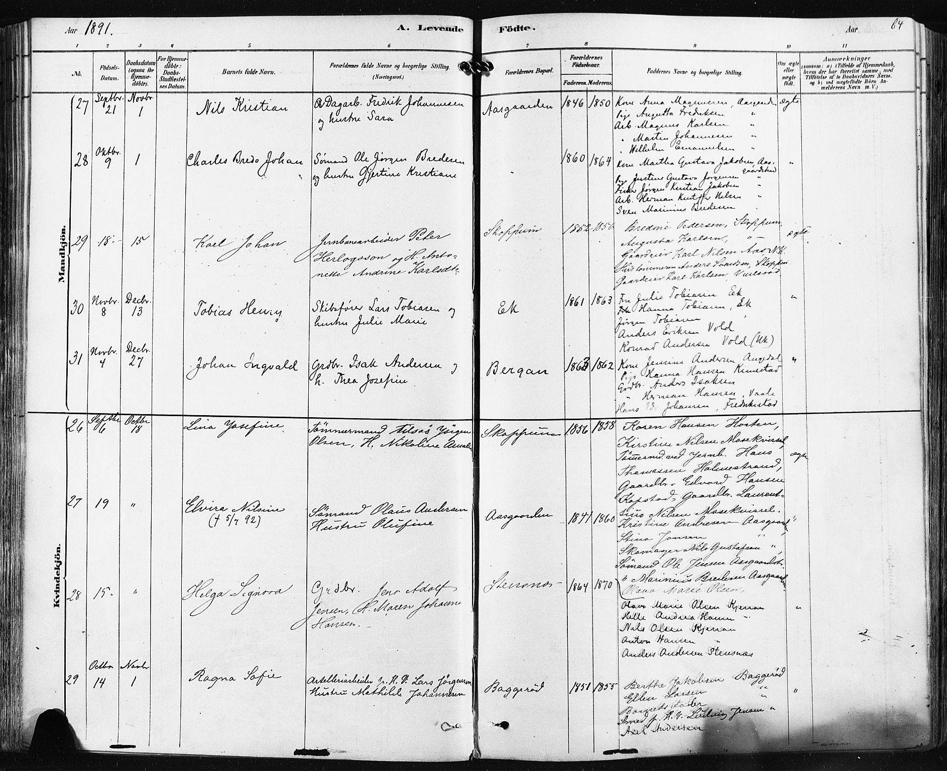 Borre kirkebøker, AV/SAKO-A-338/F/Fa/L0009: Parish register (official) no. I 9, 1878-1896, p. 84