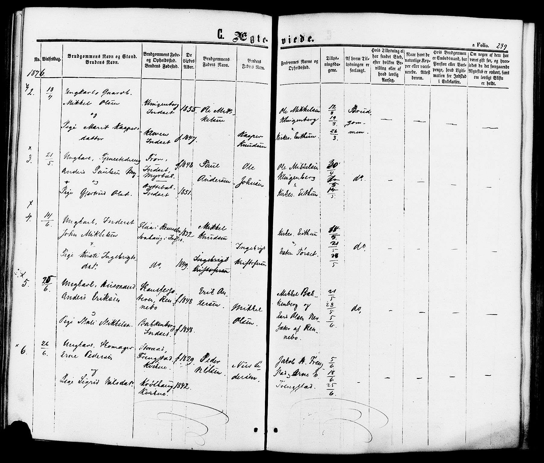 Kvikne prestekontor, AV/SAH-PREST-064/H/Ha/Haa/L0006: Parish register (official) no. 6, 1863-1886, p. 239