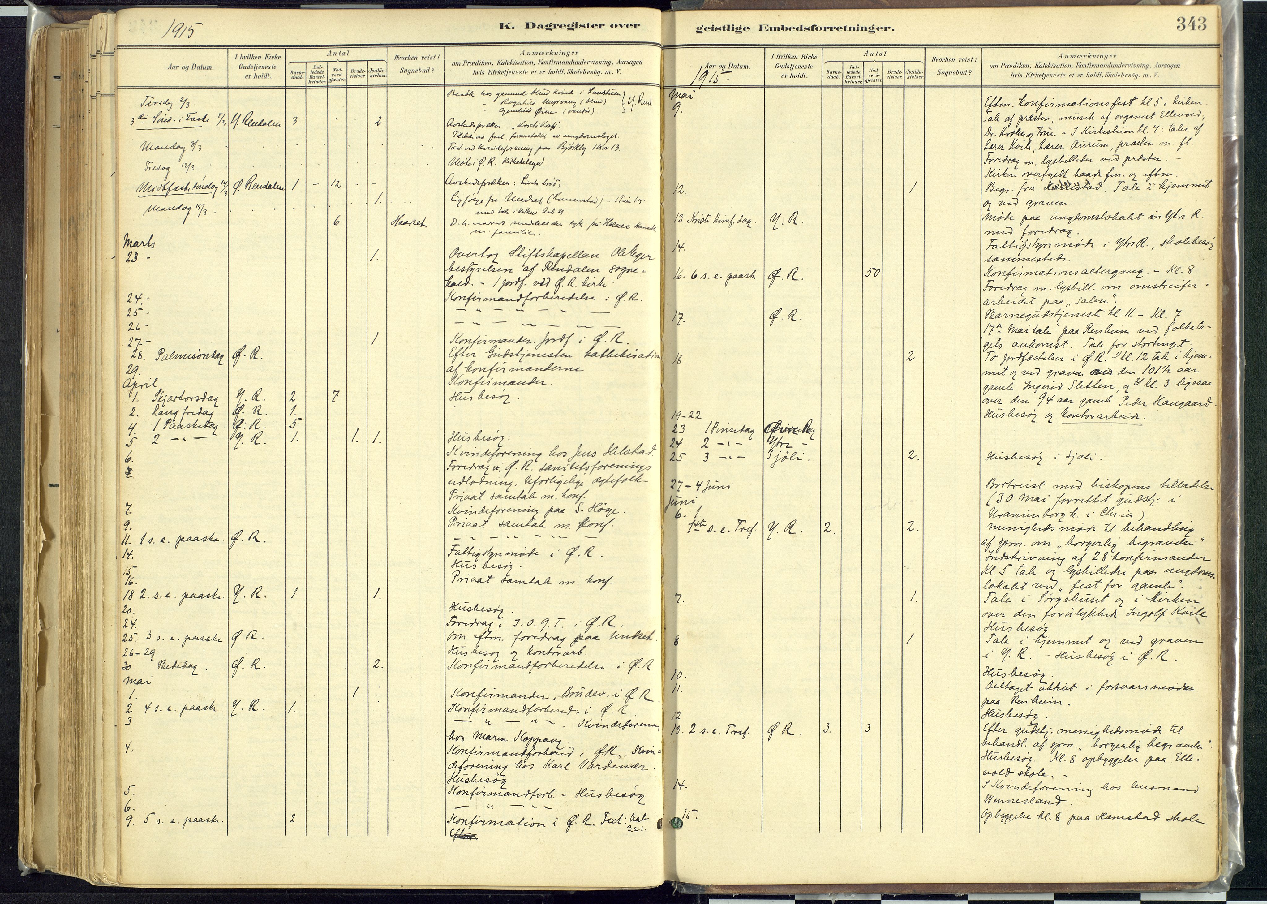 Rendalen prestekontor, AV/SAH-PREST-054/H/Ha/Haa/L0012: Parish register (official) no. 12, 1901-1928, p. 343