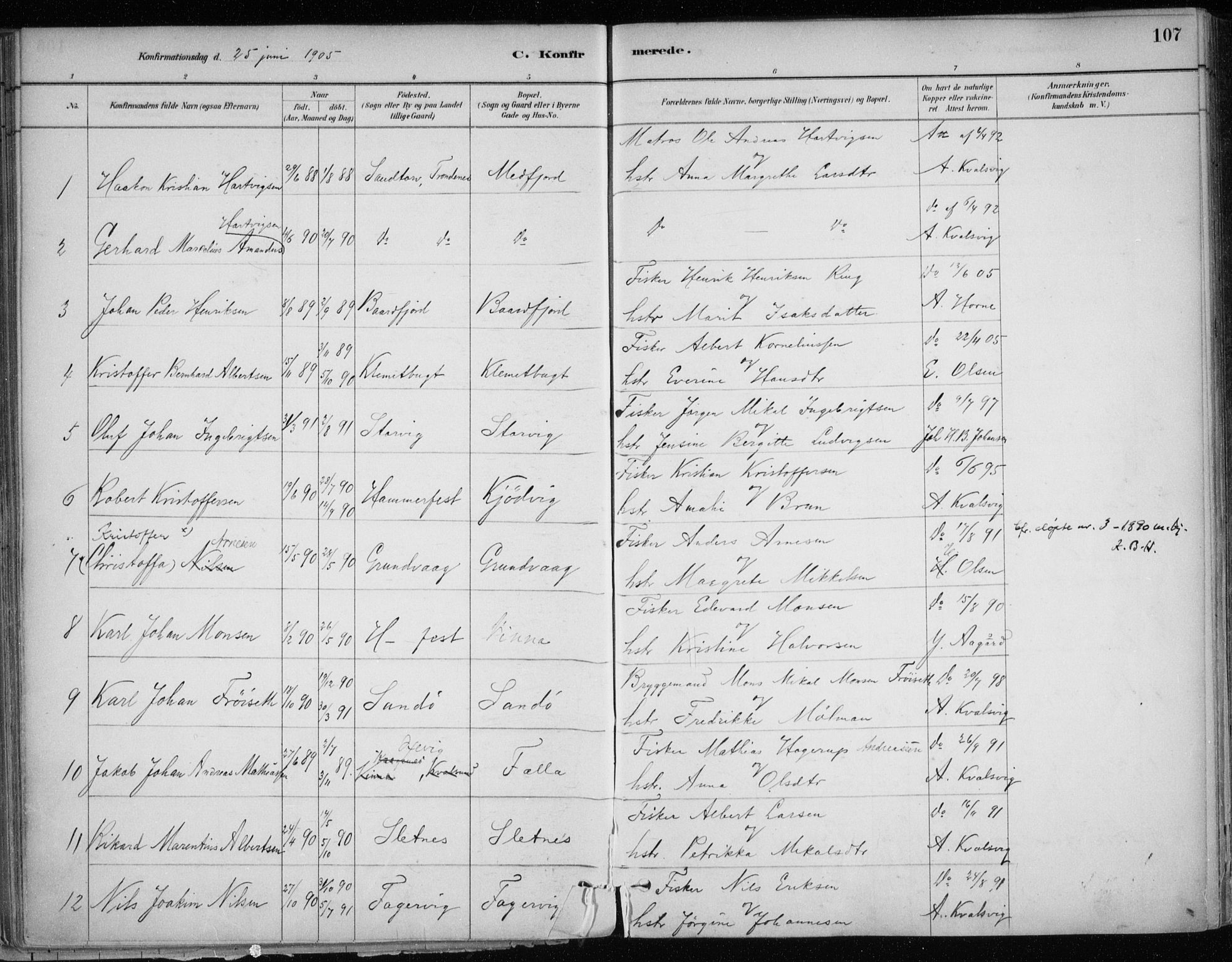 Hammerfest sokneprestkontor, SATØ/S-1347/H/Ha/L0013.kirke: Parish register (official) no. 13, 1898-1917, p. 107