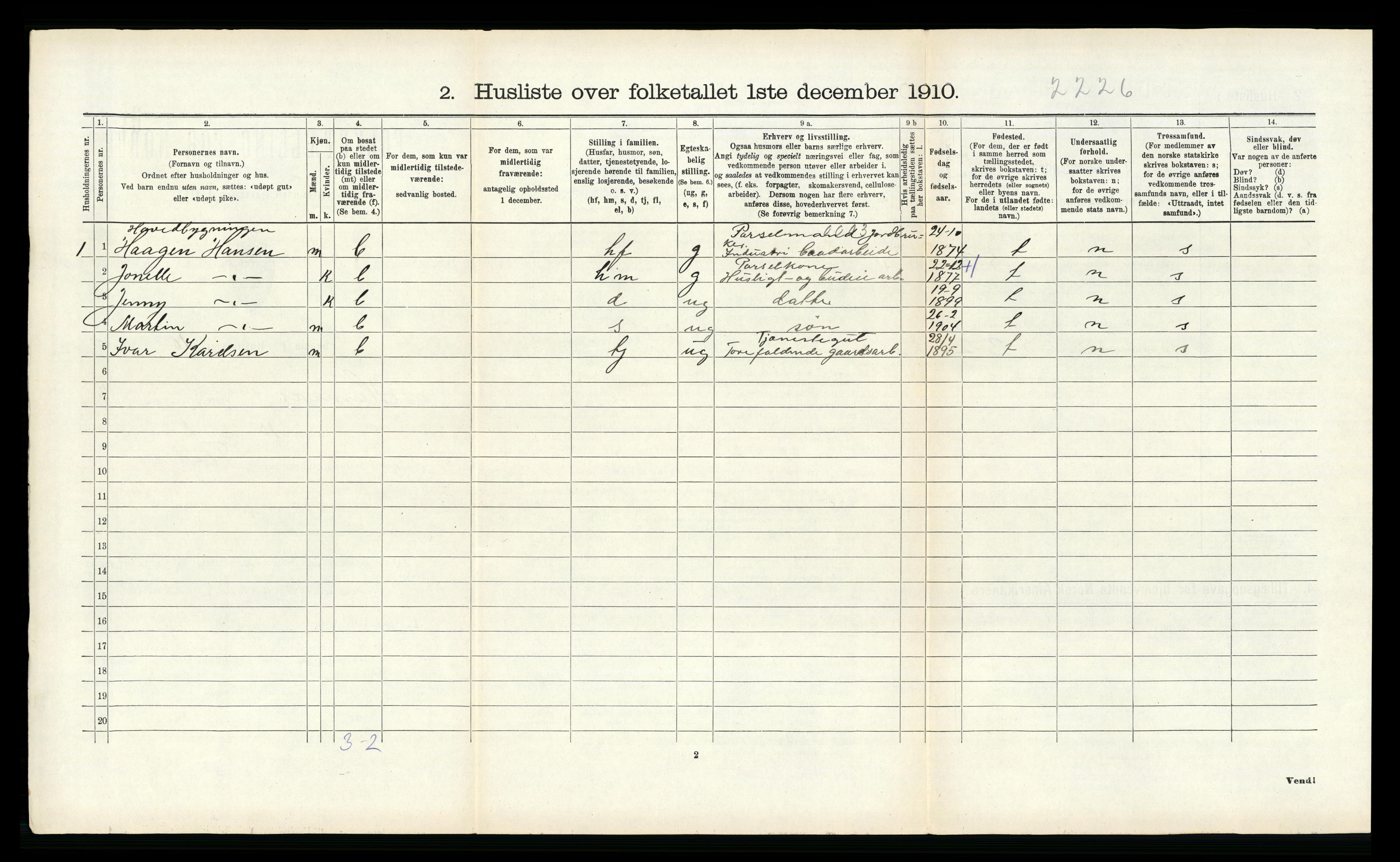 RA, 1910 census for Hemnes, 1910, p. 895