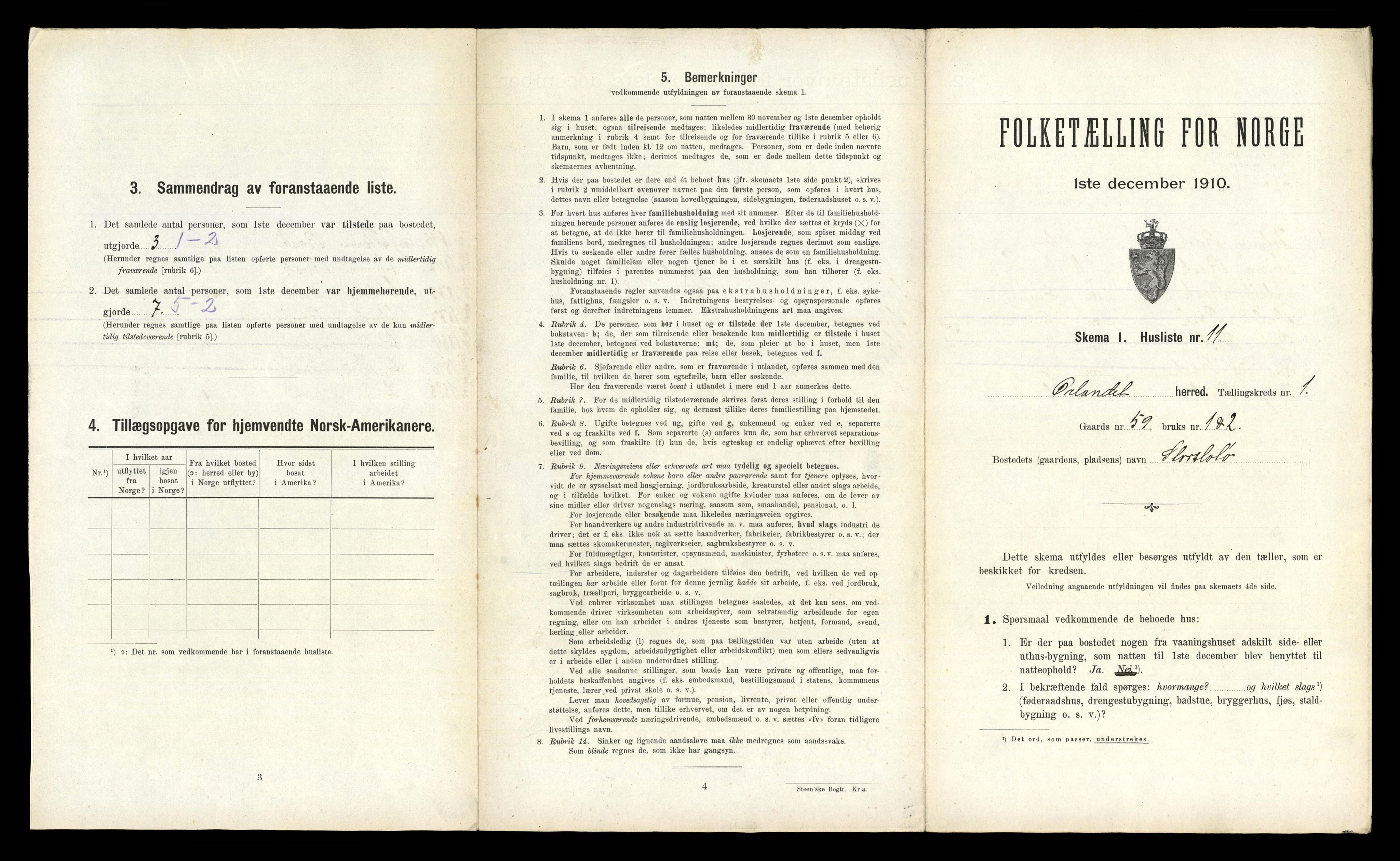 RA, 1910 census for Ørland, 1910, p. 61