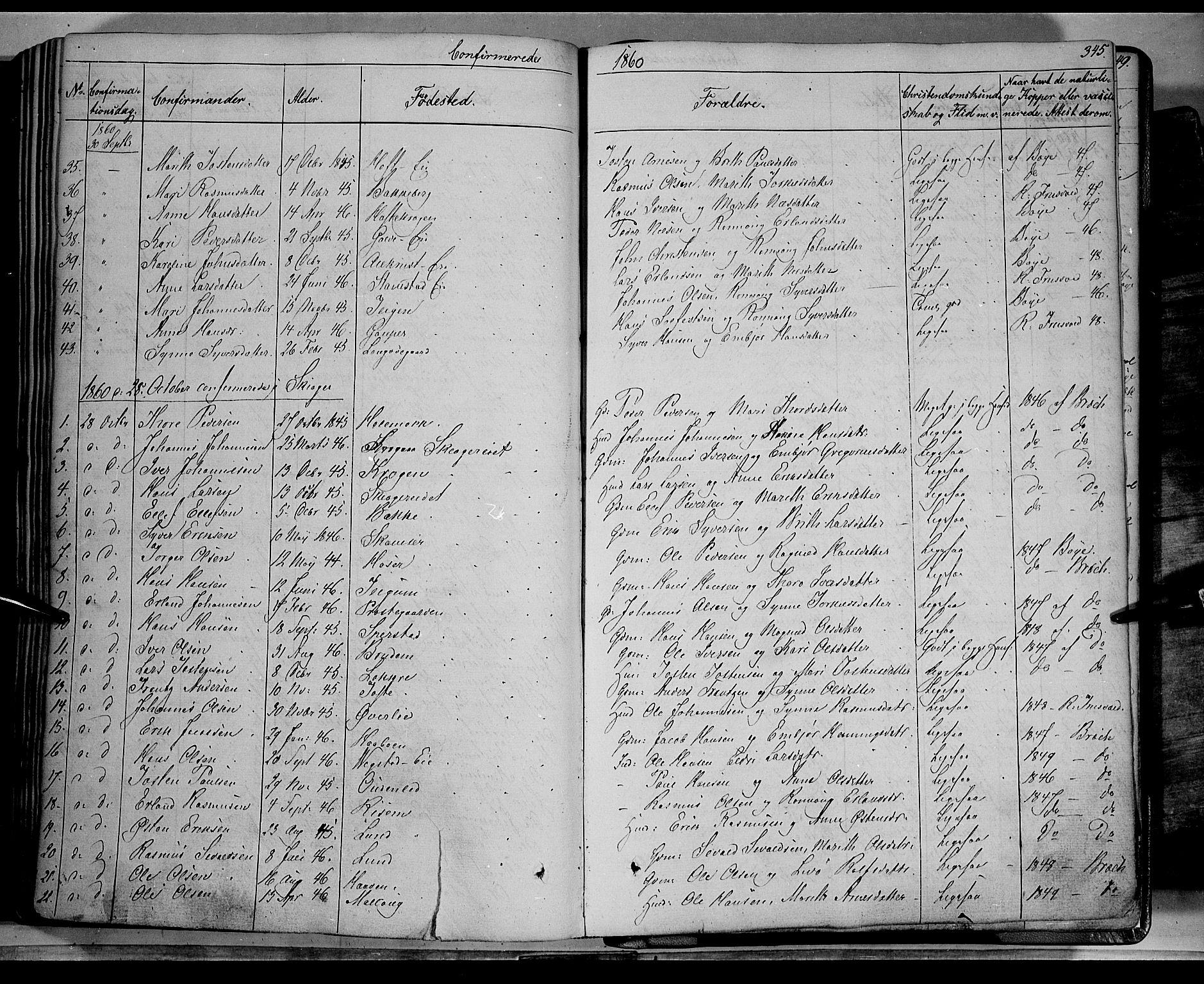 Lom prestekontor, AV/SAH-PREST-070/K/L0006: Parish register (official) no. 6A, 1837-1863, p. 345