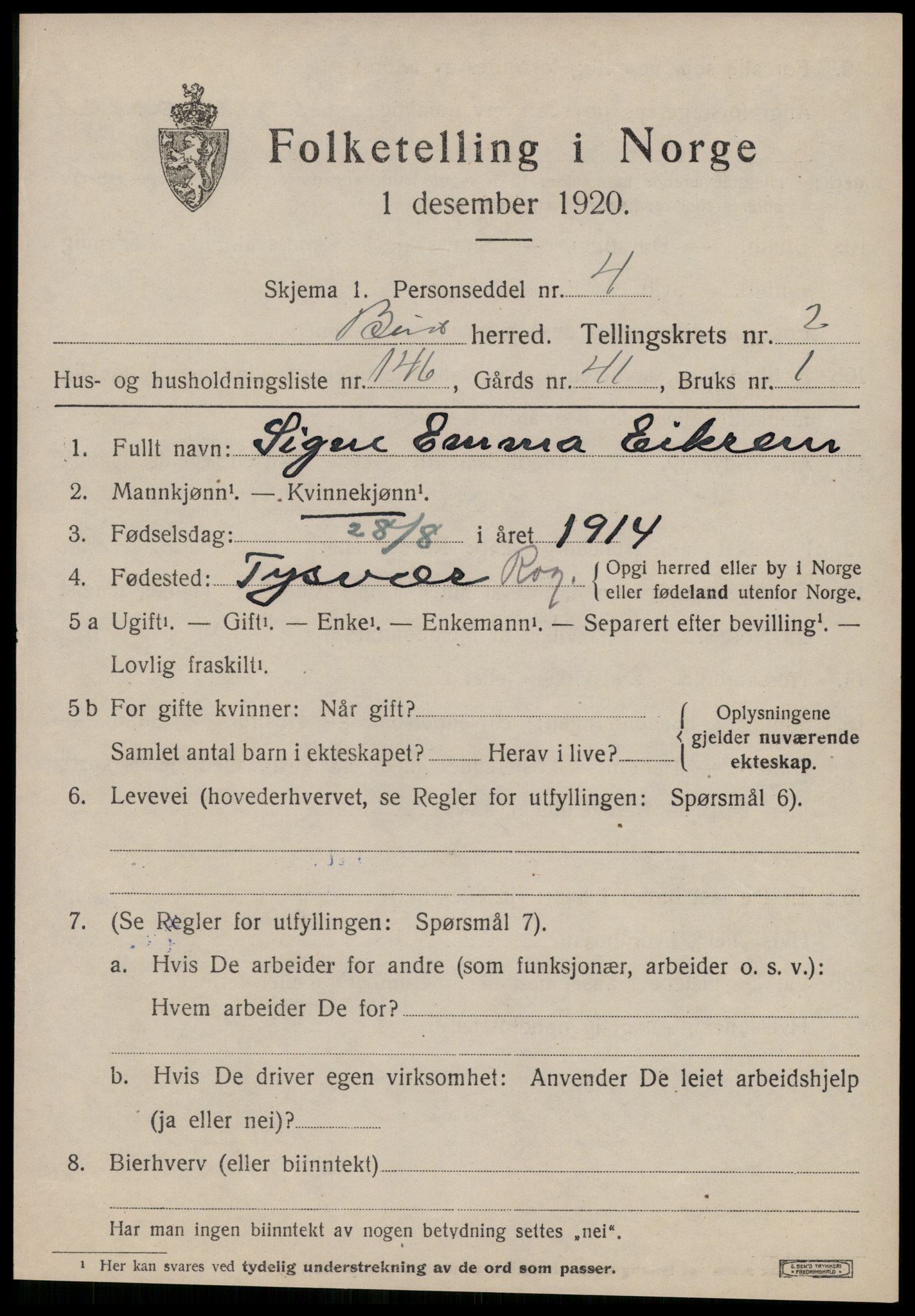 SAT, 1920 census for Bud, 1920, p. 2705