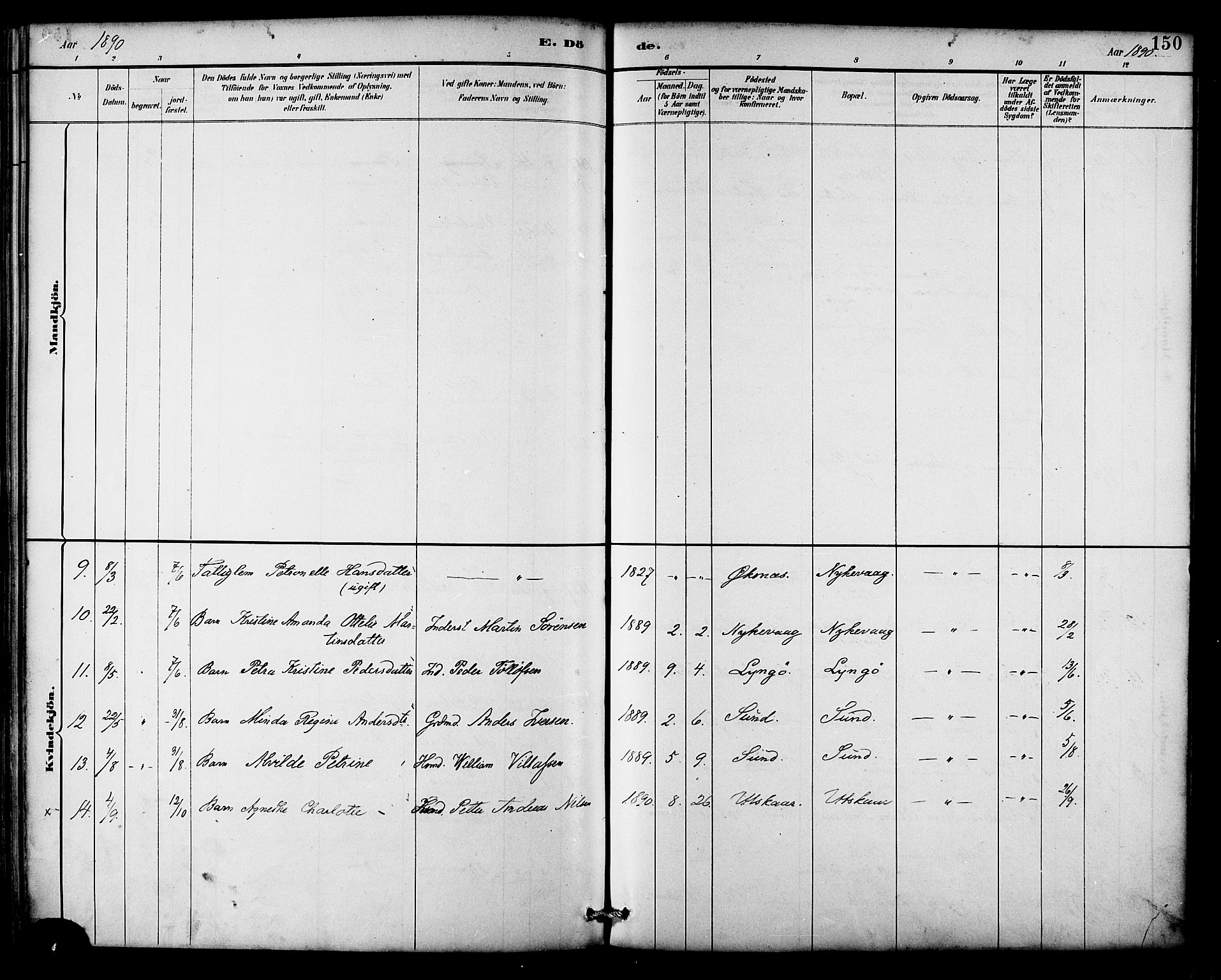 Ministerialprotokoller, klokkerbøker og fødselsregistre - Nordland, AV/SAT-A-1459/892/L1320: Parish register (official) no. 892A01, 1886-1901, p. 150