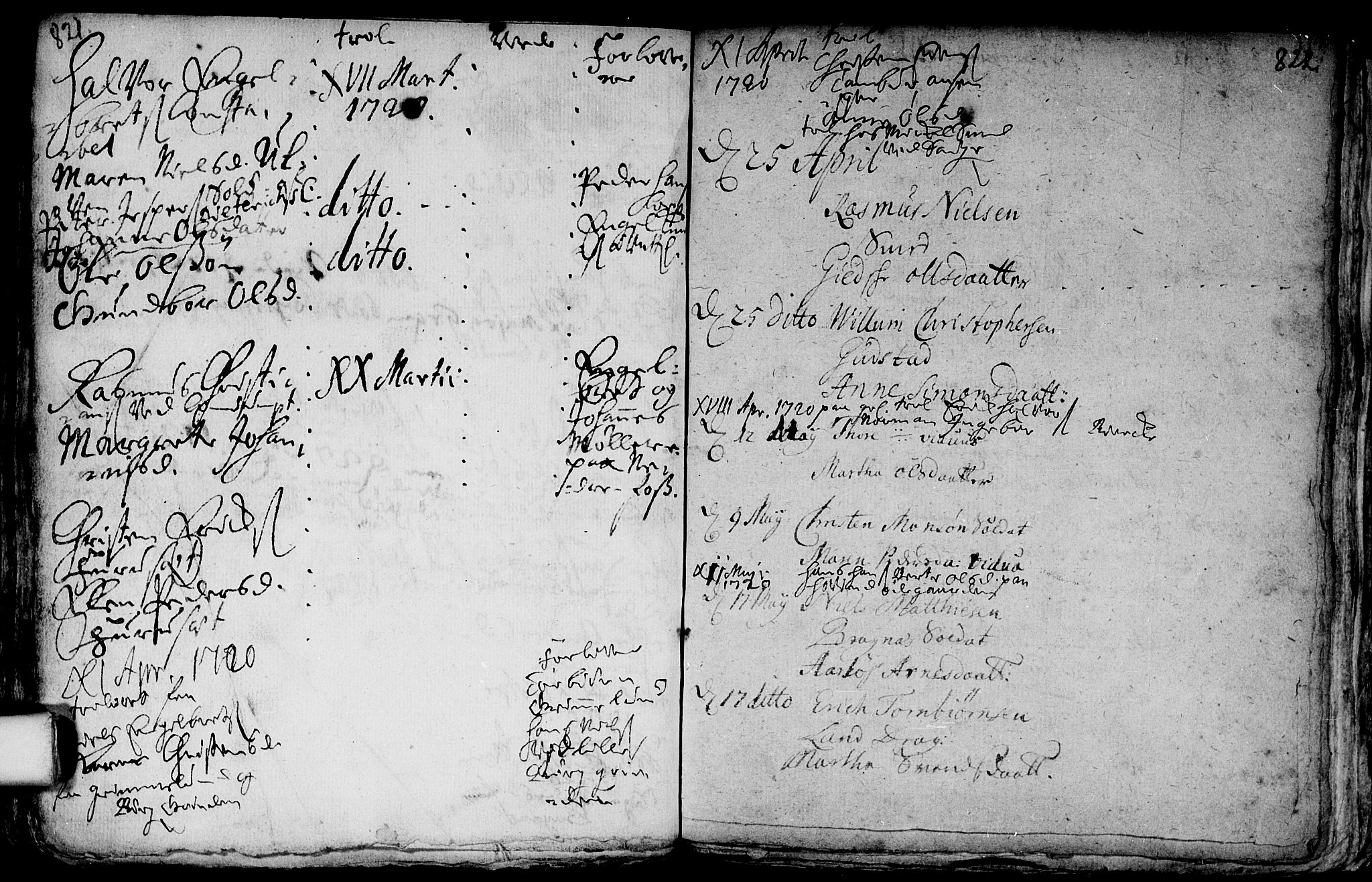 Aker prestekontor kirkebøker, SAO/A-10861/F/L0002: Parish register (official) no. 2, 1714-1720, p. 821-822