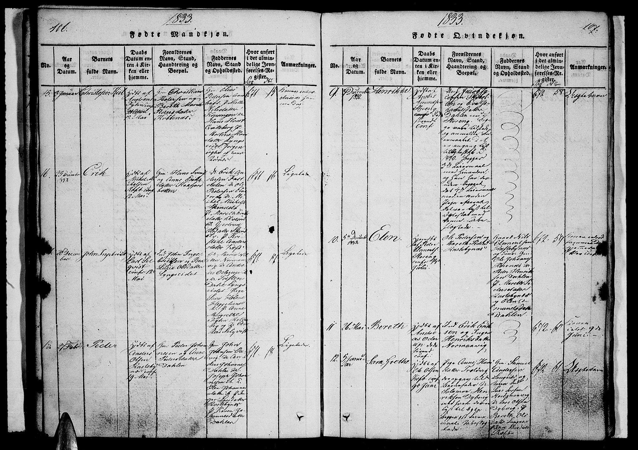 Lyngen sokneprestembete, AV/SATØ-S-1289/H/He/Heb/L0001klokker: Parish register (copy) no. 1, 1826-1838, p. 106-107