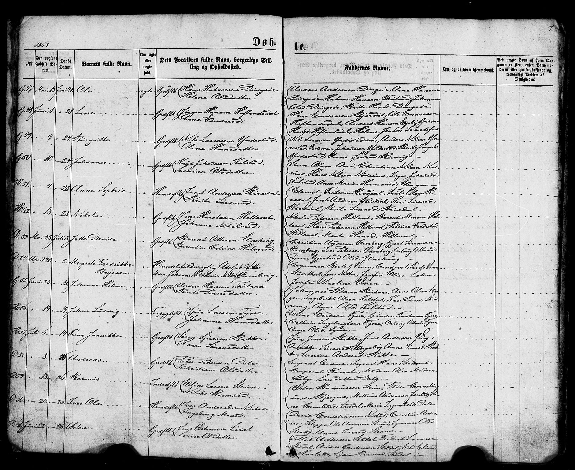 Fjaler sokneprestembete, AV/SAB-A-79801/H/Haa/Haaa/L0007: Parish register (official) no. A 7, 1862-1881, p. 7