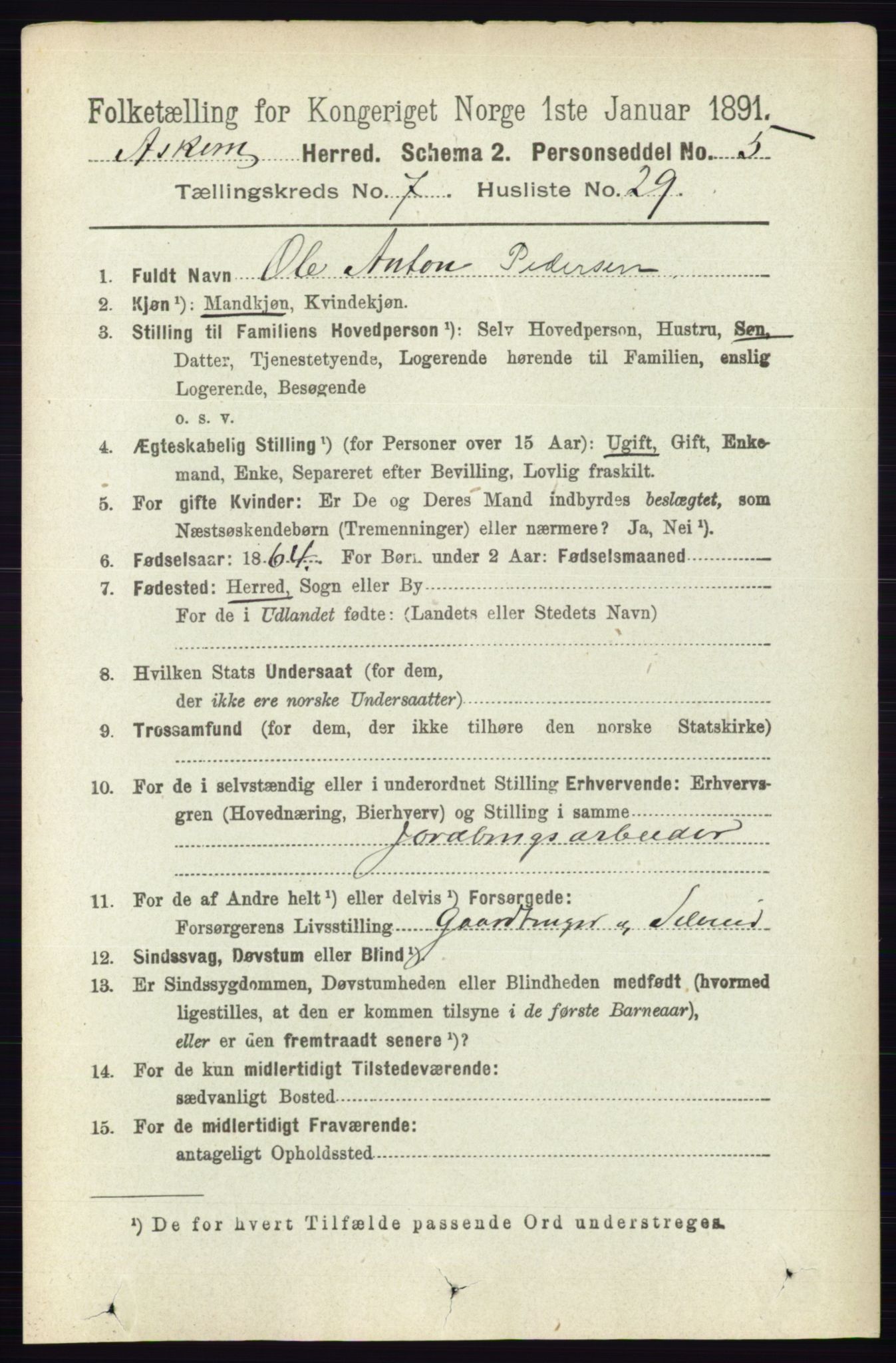 RA, 1891 census for 0124 Askim, 1891, p. 1179