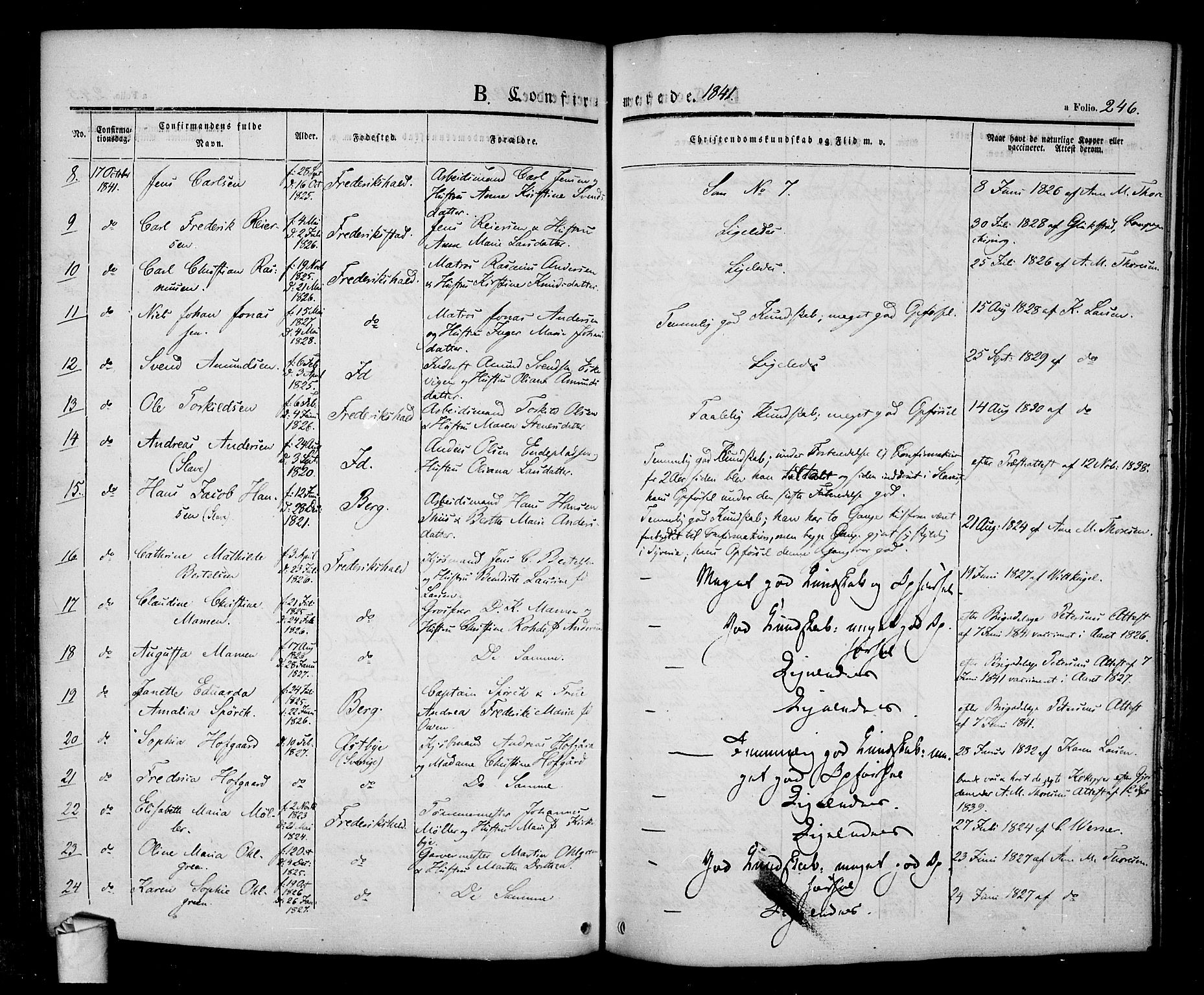 Halden prestekontor Kirkebøker, AV/SAO-A-10909/F/Fa/L0005: Parish register (official) no. I 5, 1834-1845, p. 246