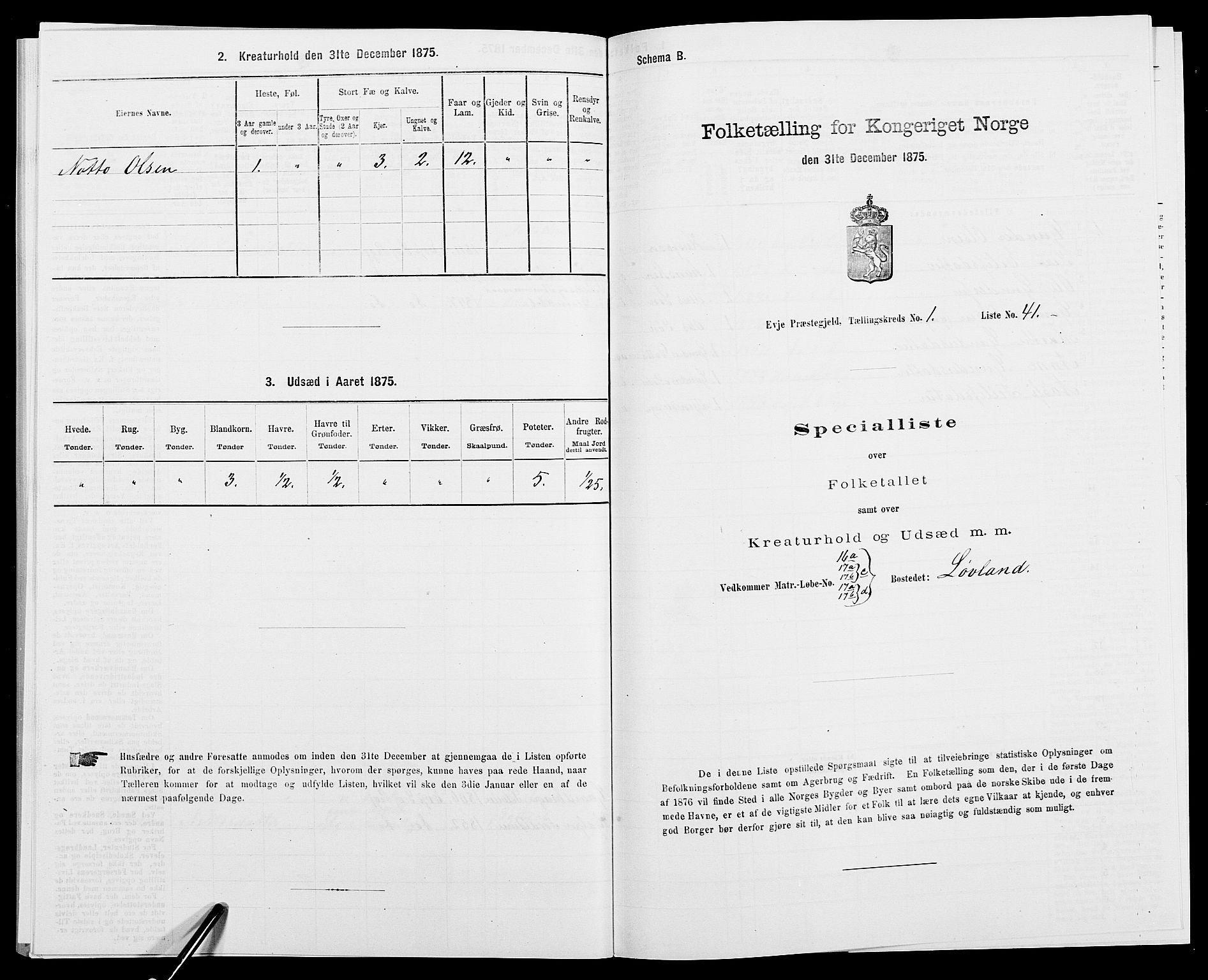 SAK, 1875 census for 0934P Evje, 1875, p. 105