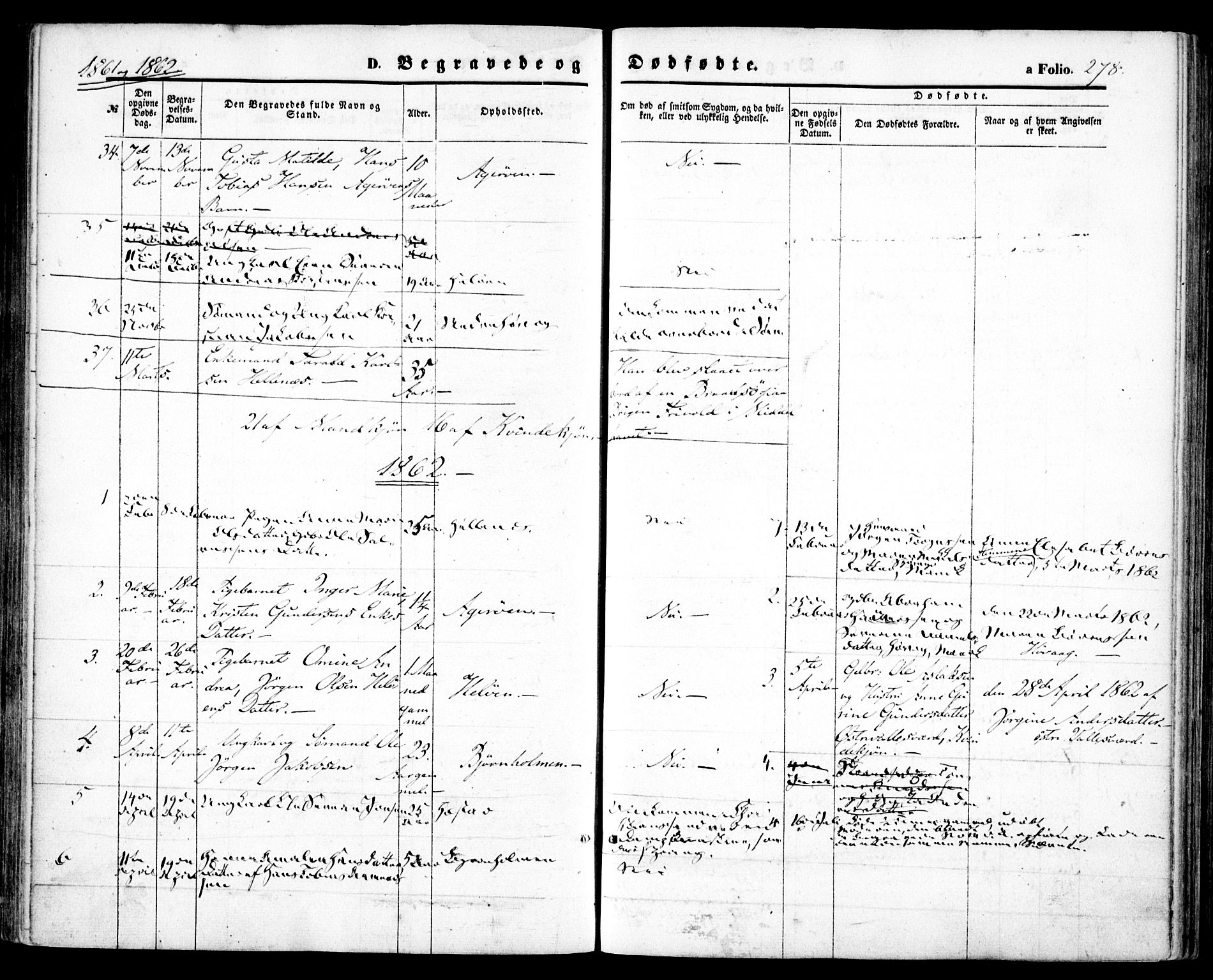 Høvåg sokneprestkontor, SAK/1111-0025/F/Fa/L0004: Parish register (official) no. A 4, 1859-1877, p. 278
