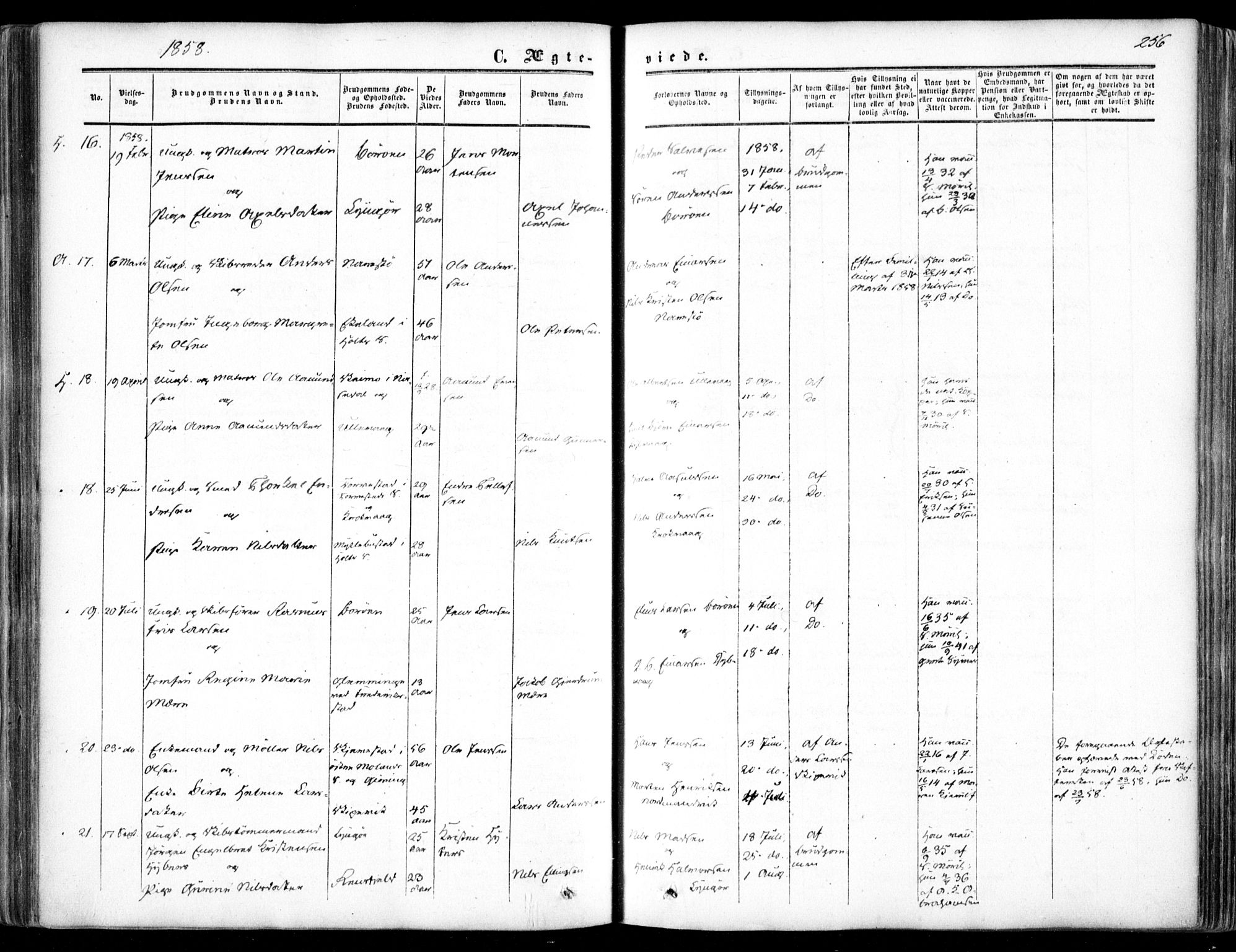 Dypvåg sokneprestkontor, AV/SAK-1111-0007/F/Fa/Faa/L0006: Parish register (official) no. A 6, 1855-1872, p. 256