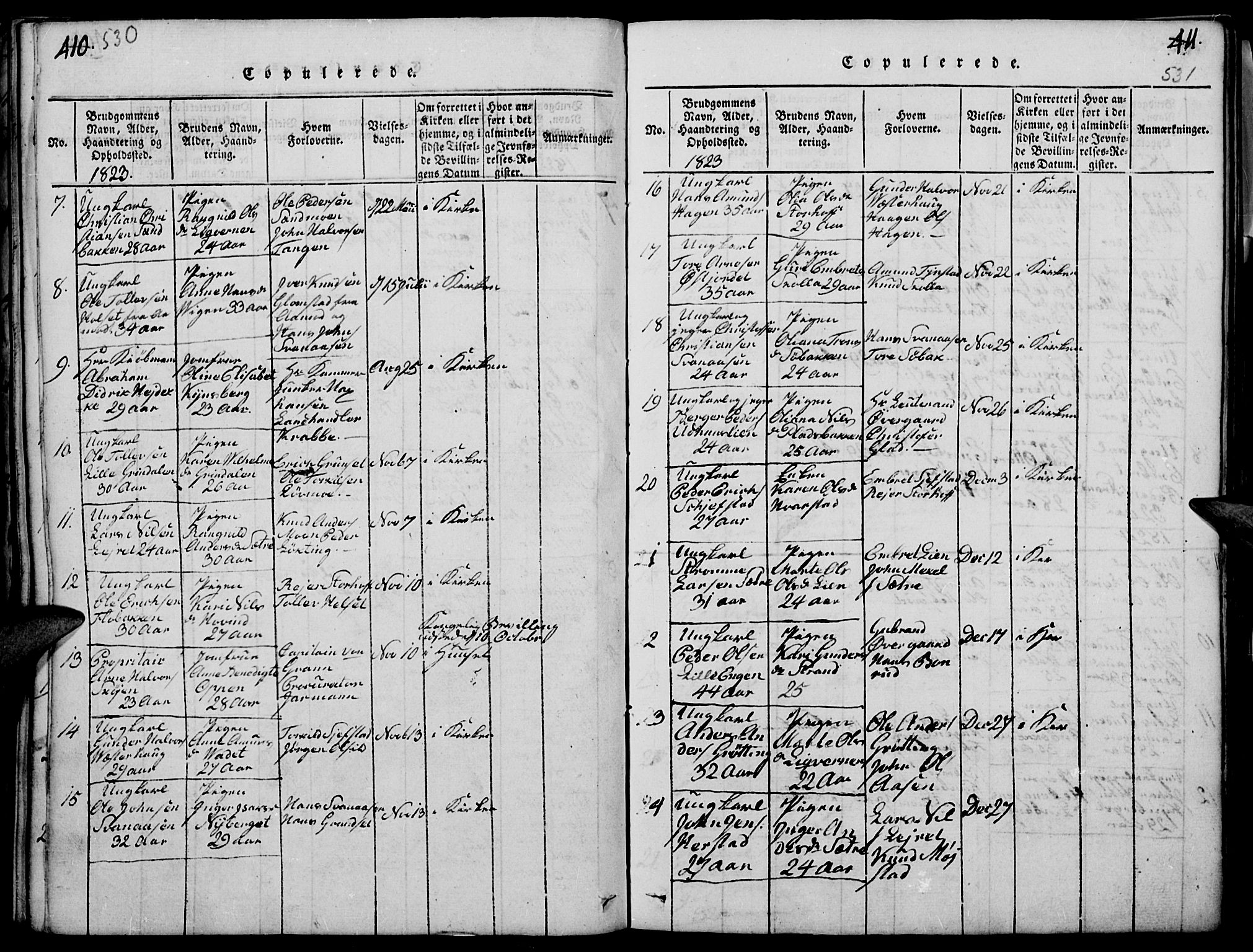 Elverum prestekontor, SAH/PREST-044/H/Ha/Haa/L0007: Parish register (official) no. 7, 1815-1830, p. 530-531