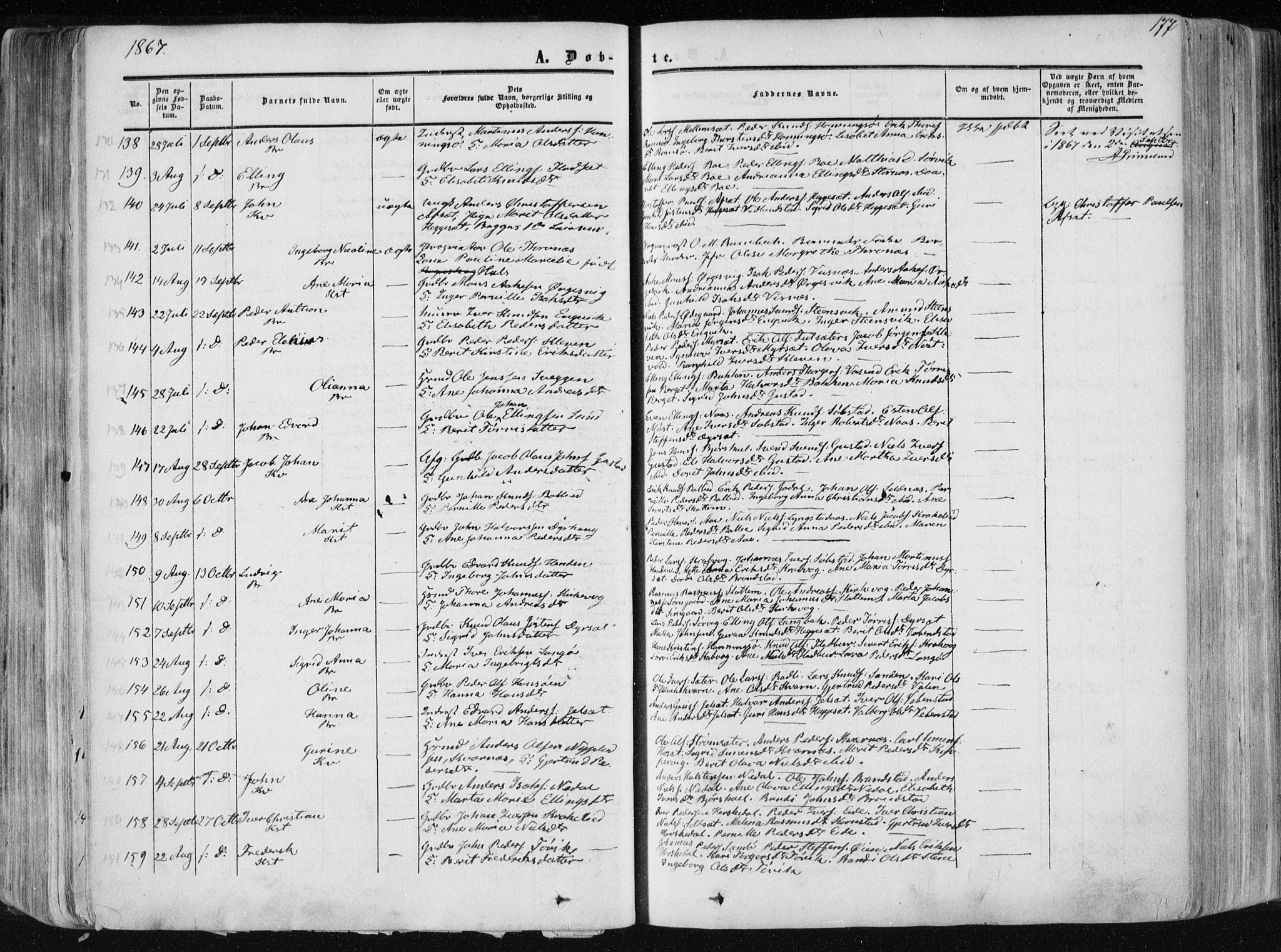 Ministerialprotokoller, klokkerbøker og fødselsregistre - Møre og Romsdal, AV/SAT-A-1454/568/L0804: Parish register (official) no. 568A11, 1854-1868, p. 177