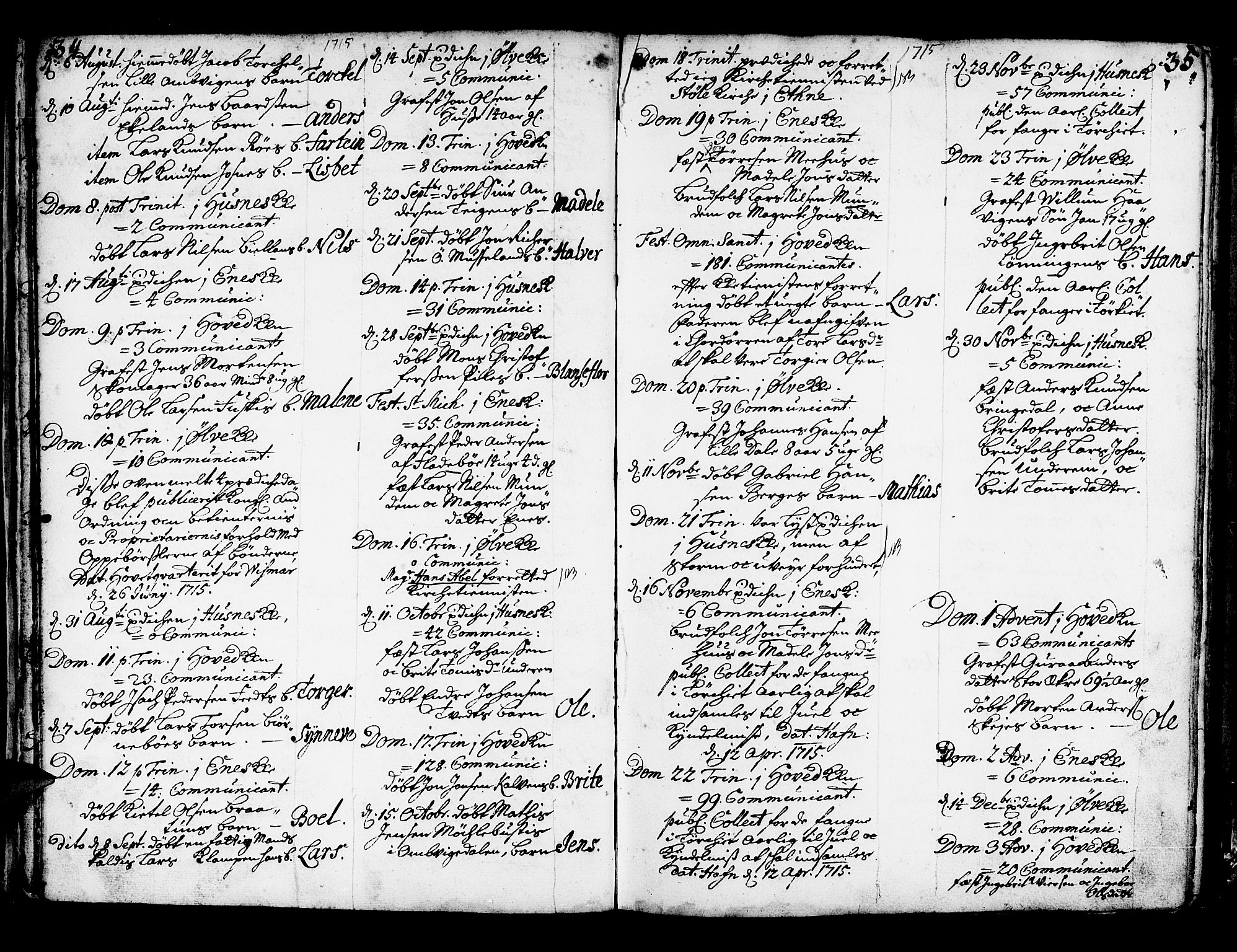 Kvinnherad sokneprestembete, AV/SAB-A-76401/H/Haa: Parish register (official) no. A 2, 1710-1753, p. 34-35