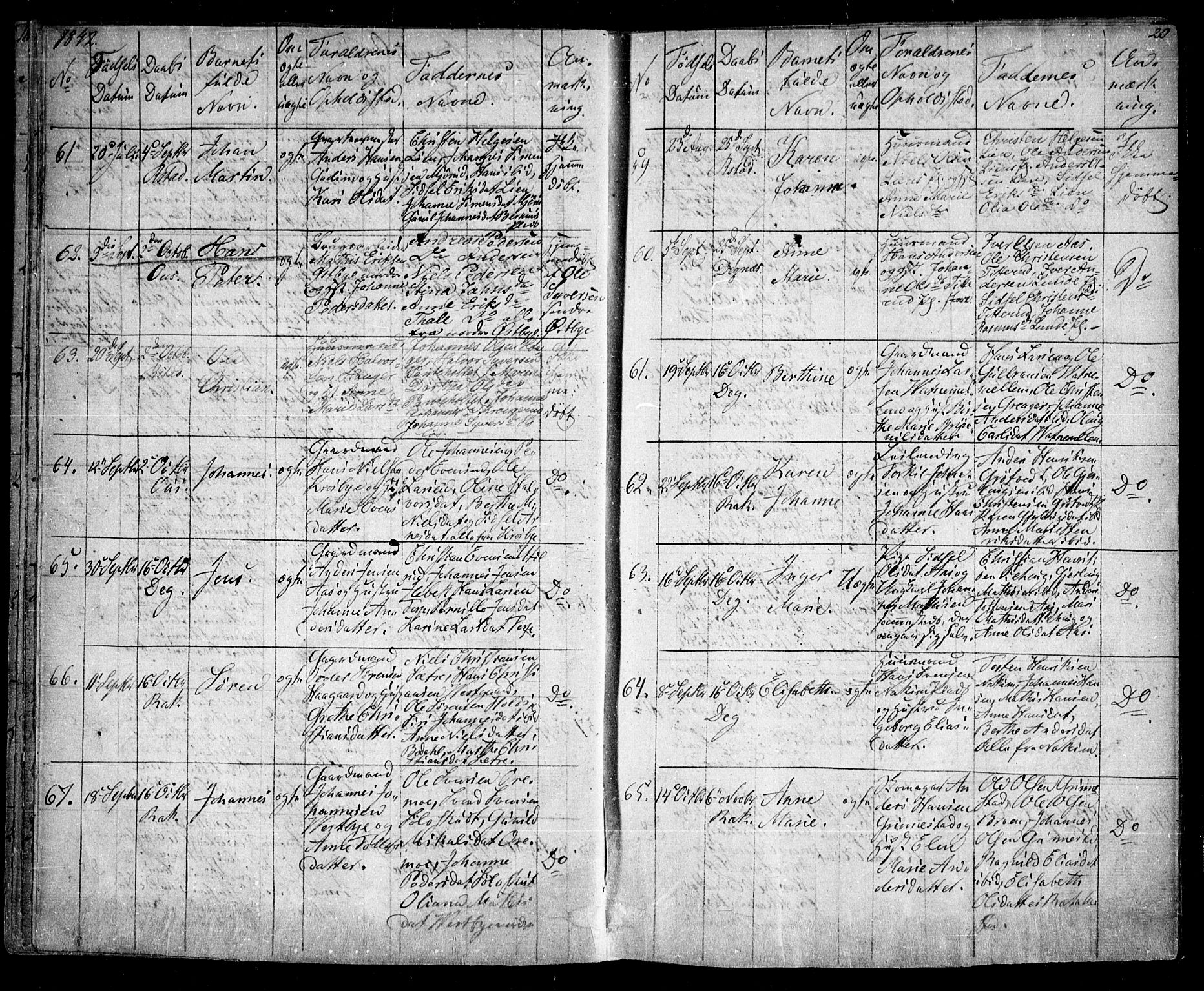 Rakkestad prestekontor Kirkebøker, AV/SAO-A-2008/F/Fa/L0008: Parish register (official) no. I 8, 1842-1849, p. 19-20