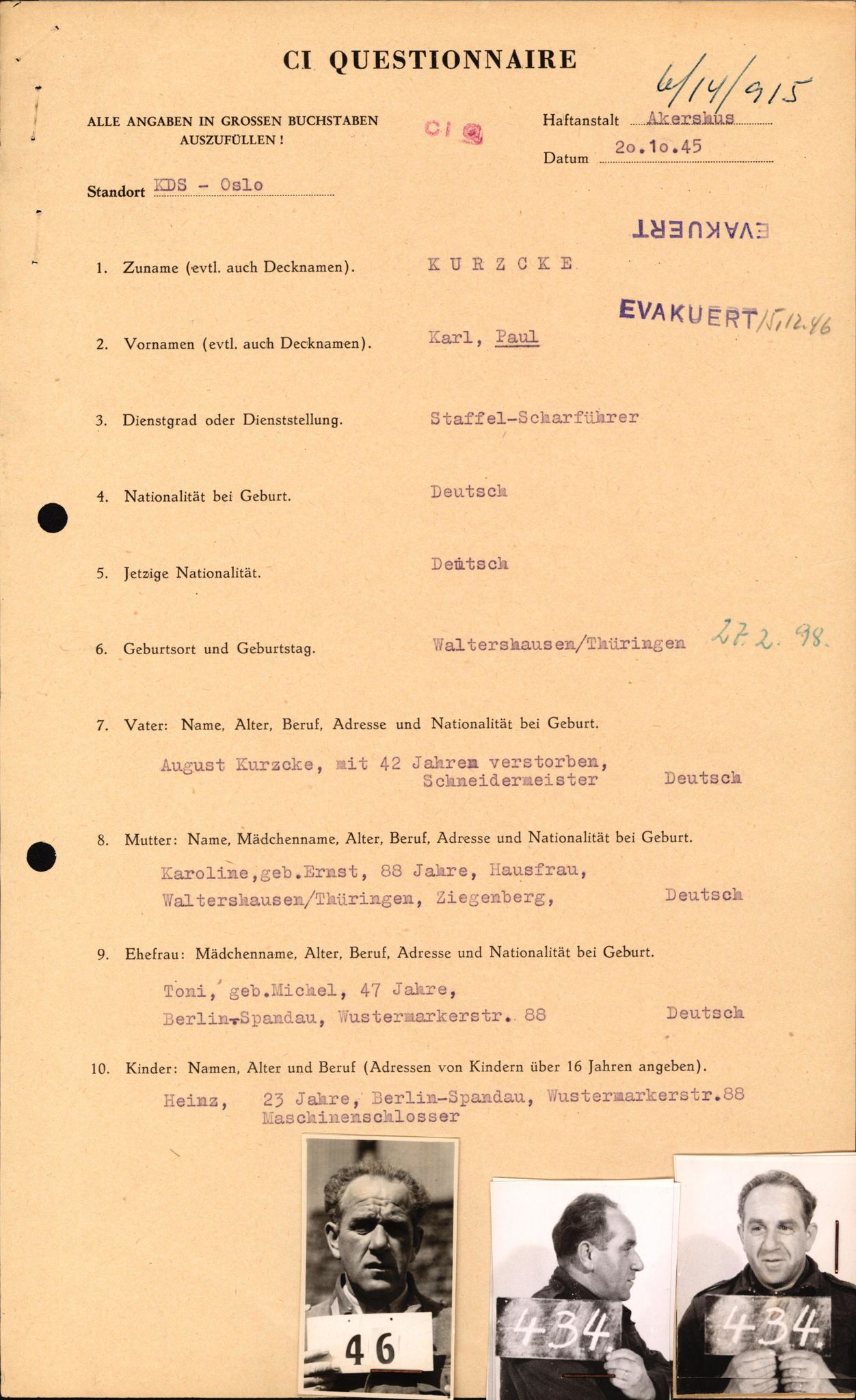 Forsvaret, Forsvarets overkommando II, AV/RA-RAFA-3915/D/Db/L0018: CI Questionaires. Tyske okkupasjonsstyrker i Norge. Tyskere., 1945-1946, p. 514