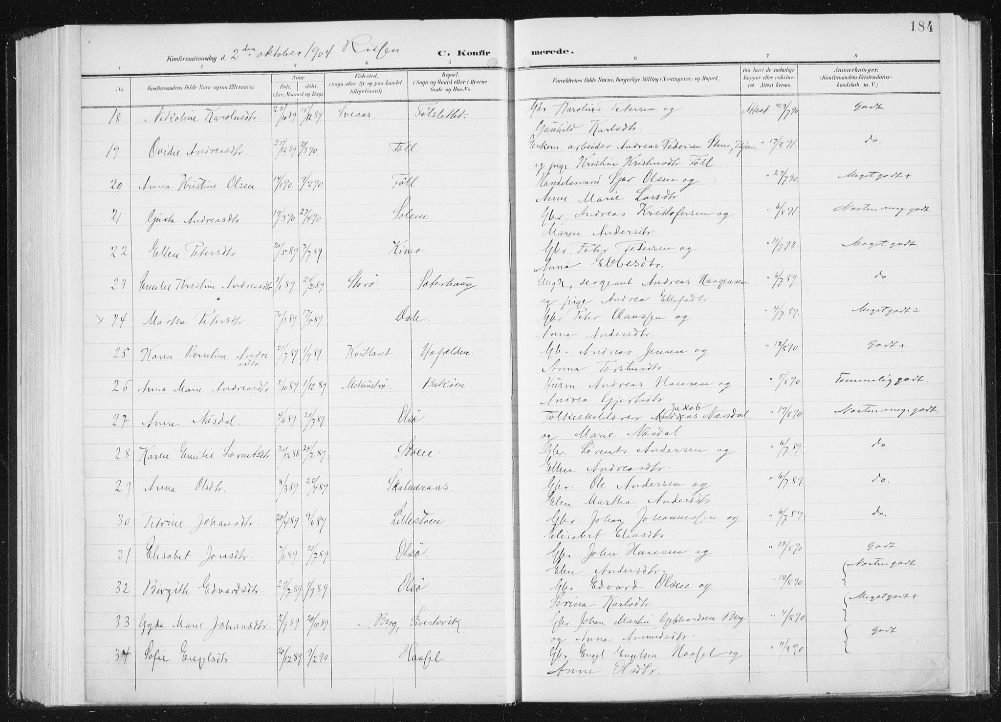 Ministerialprotokoller, klokkerbøker og fødselsregistre - Sør-Trøndelag, AV/SAT-A-1456/647/L0635: Parish register (official) no. 647A02, 1896-1911, p. 184