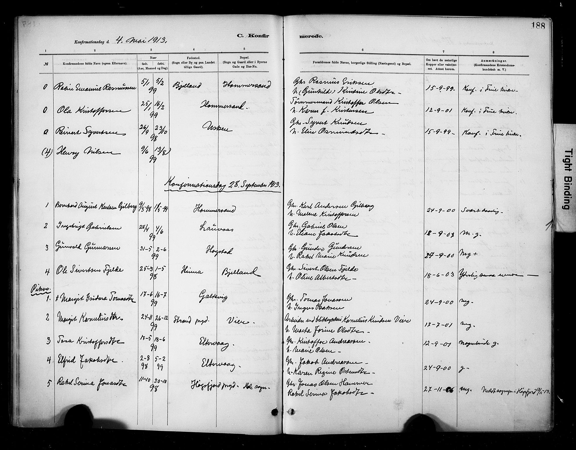 Hetland sokneprestkontor, SAST/A-101826/30/30BA/L0010: Parish register (official) no. A 10, 1882-1925, p. 188