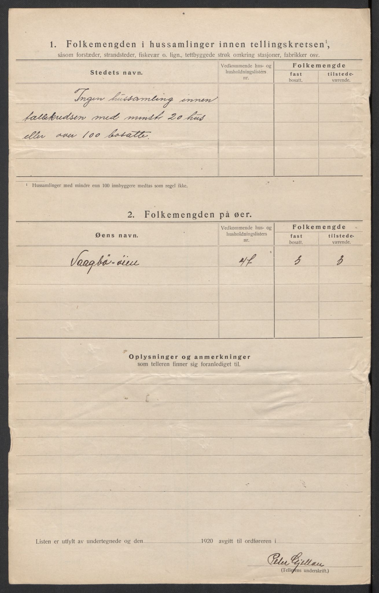 SAT, 1920 census for Tingvoll, 1920, p. 39