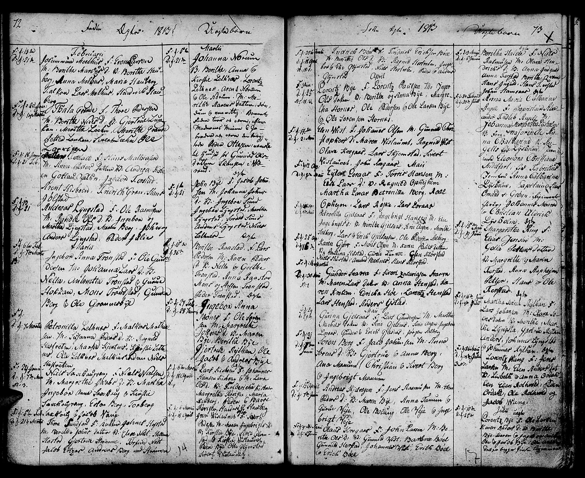 Ministerialprotokoller, klokkerbøker og fødselsregistre - Nord-Trøndelag, SAT/A-1458/730/L0274: Parish register (official) no. 730A03, 1802-1816, p. 72-73