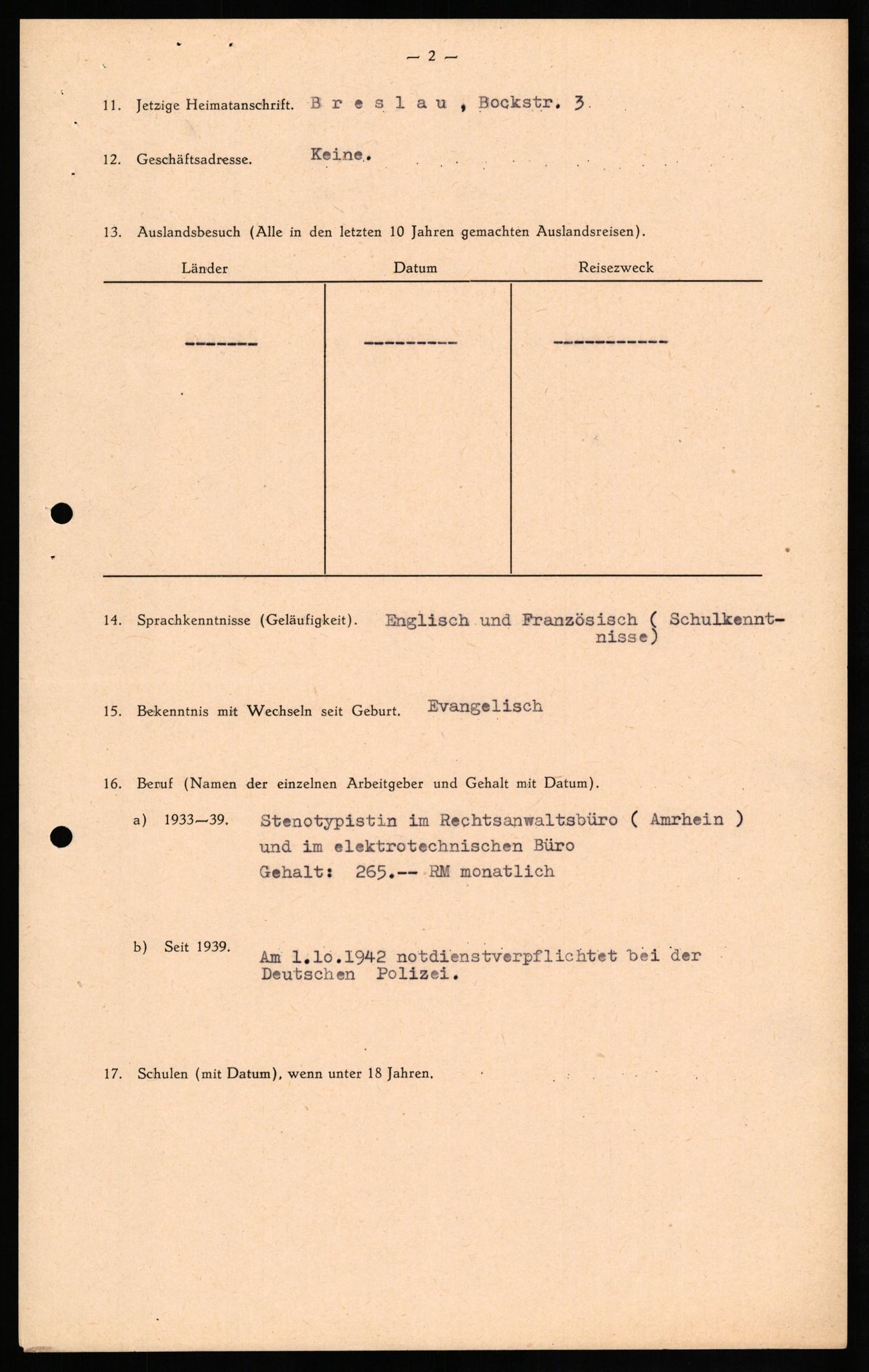 Forsvaret, Forsvarets overkommando II, RA/RAFA-3915/D/Db/L0029: CI Questionaires. Tyske okkupasjonsstyrker i Norge. Tyskere., 1945-1946, p. 359