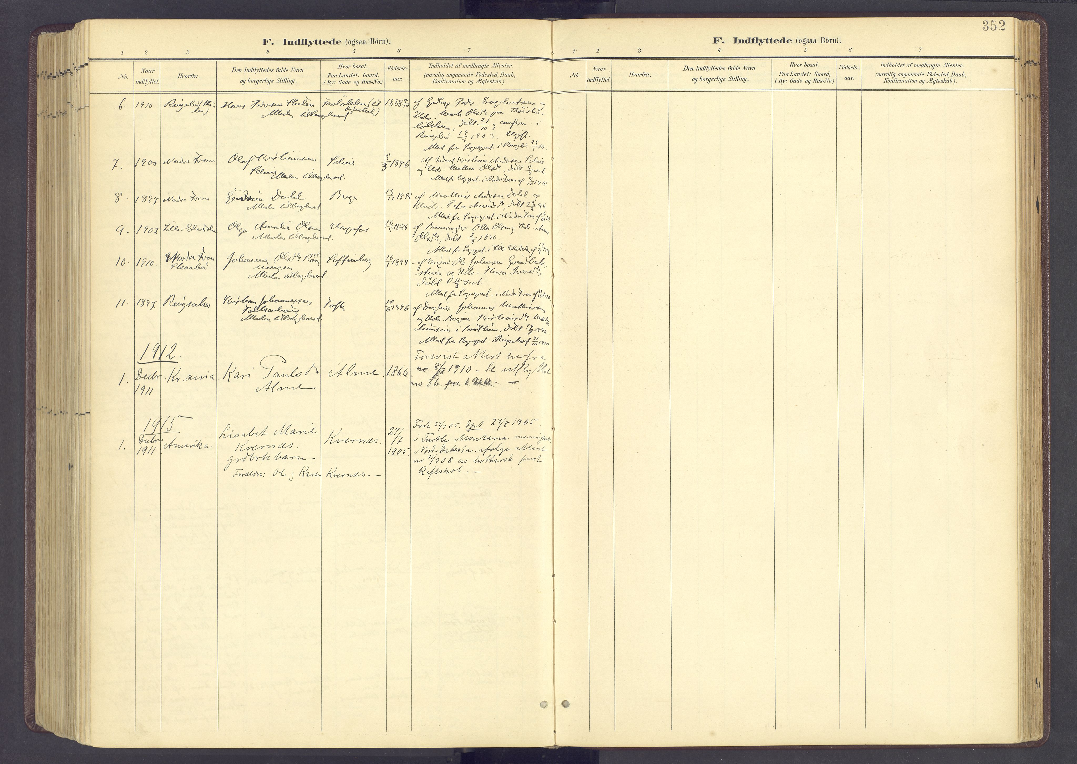 Sør-Fron prestekontor, SAH/PREST-010/H/Ha/Haa/L0004: Parish register (official) no. 4, 1898-1919, p. 352