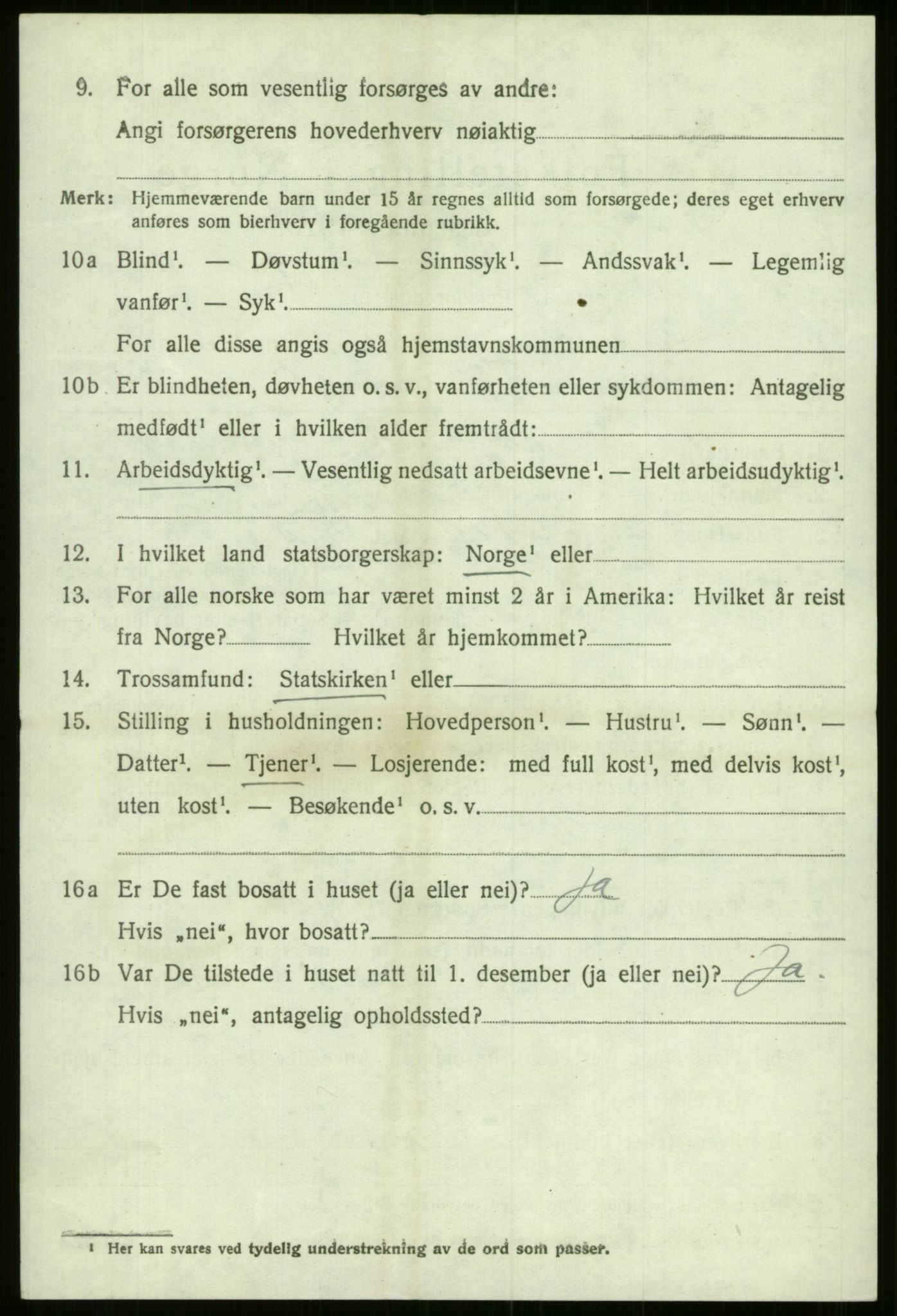 SAB, 1920 census for Evanger, 1920, p. 3562